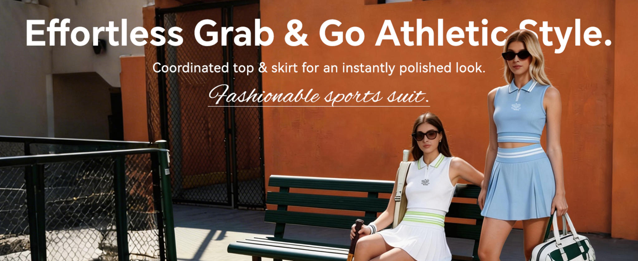 Women's 2 Piece Tennis Skirt Set with Sleeveless Polo and Pleated Skort image 7