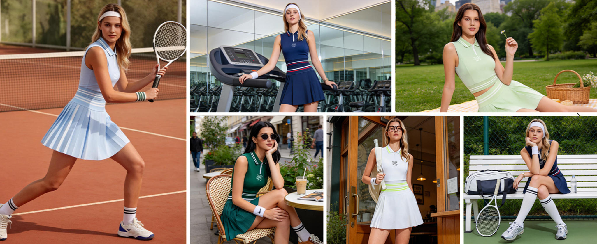Women's 2 Piece Tennis Skirt Set with Sleeveless Polo and Pleated Skort image 13