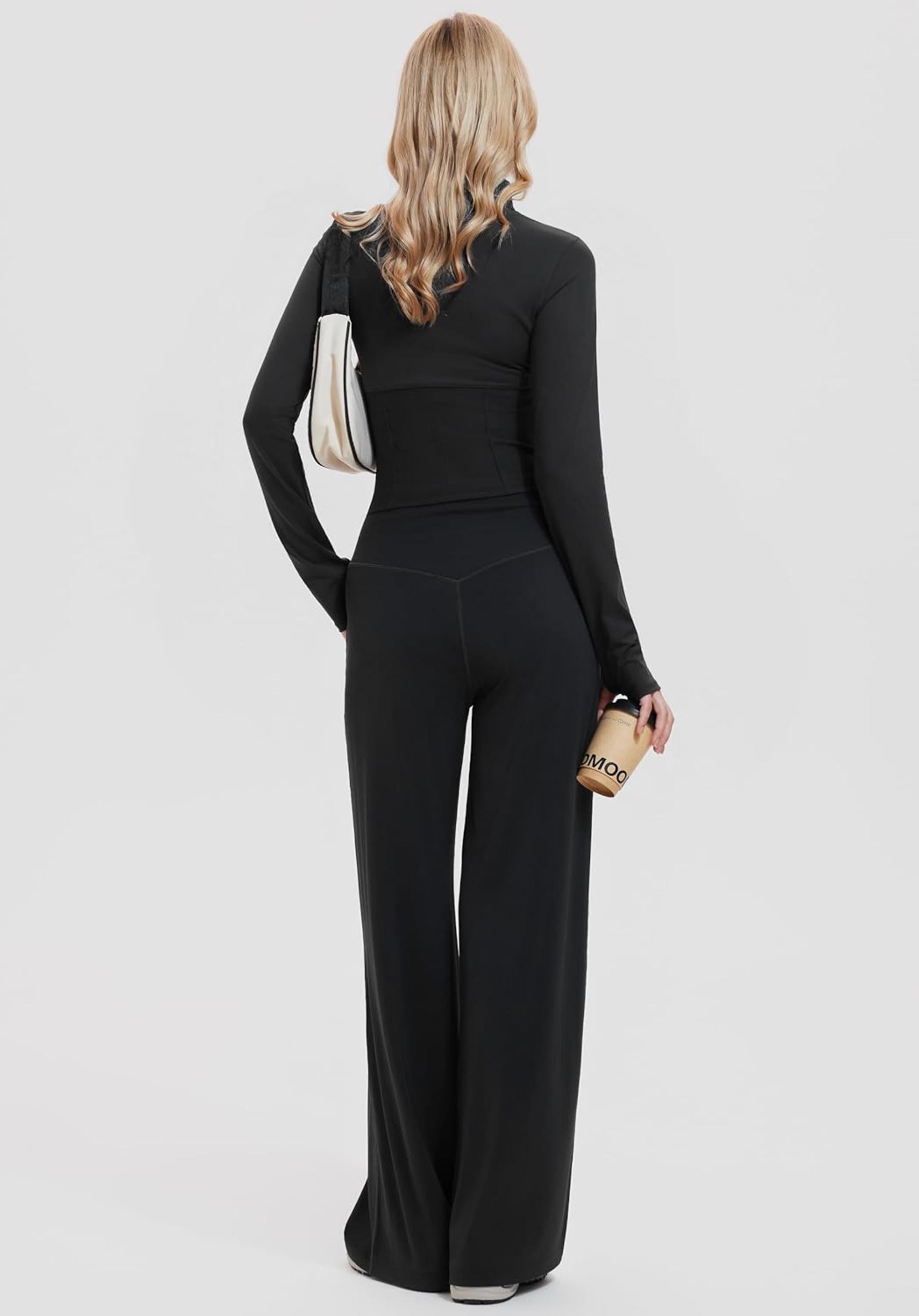 Women's 2 Piece Lounge Set Full Zip Long Sleeve Hoodie and Wide Leg Pants Tracksuit