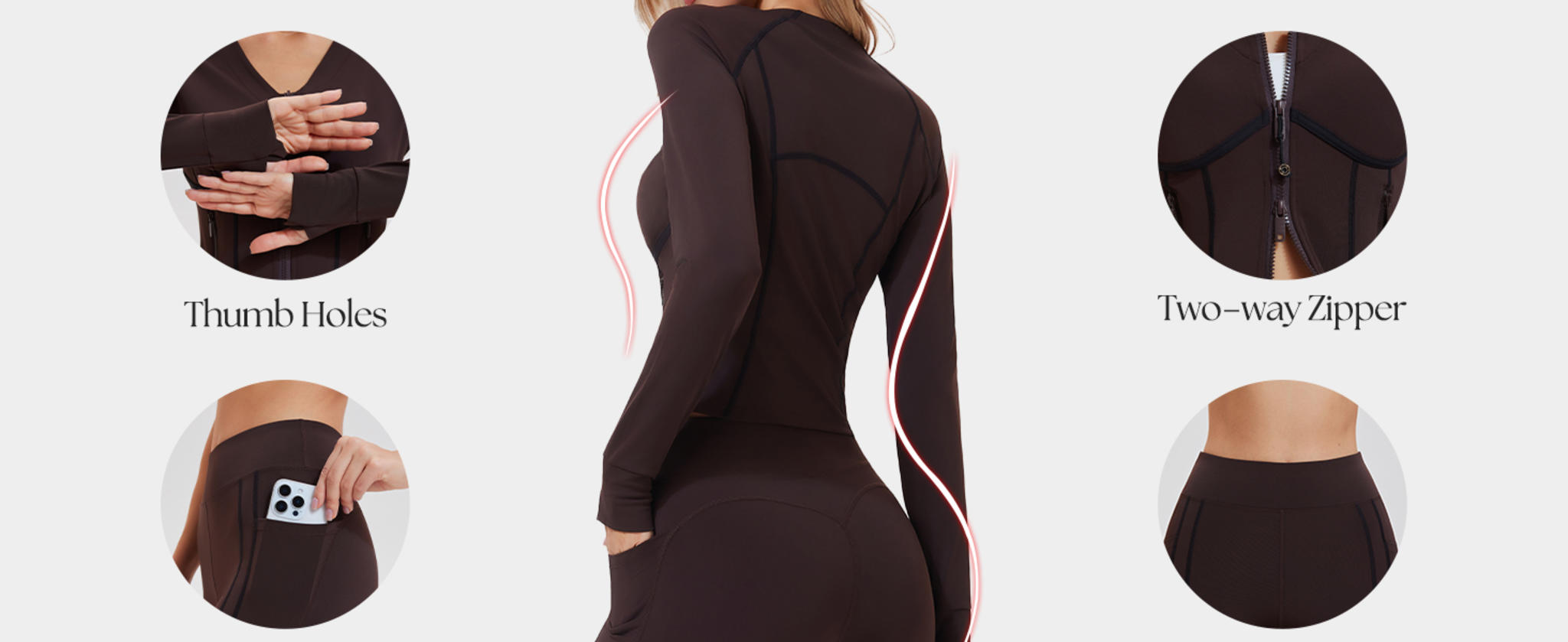 Women's 2 Piece Workout Set with Zip Up Jacket and High Waisted Leggings image 9