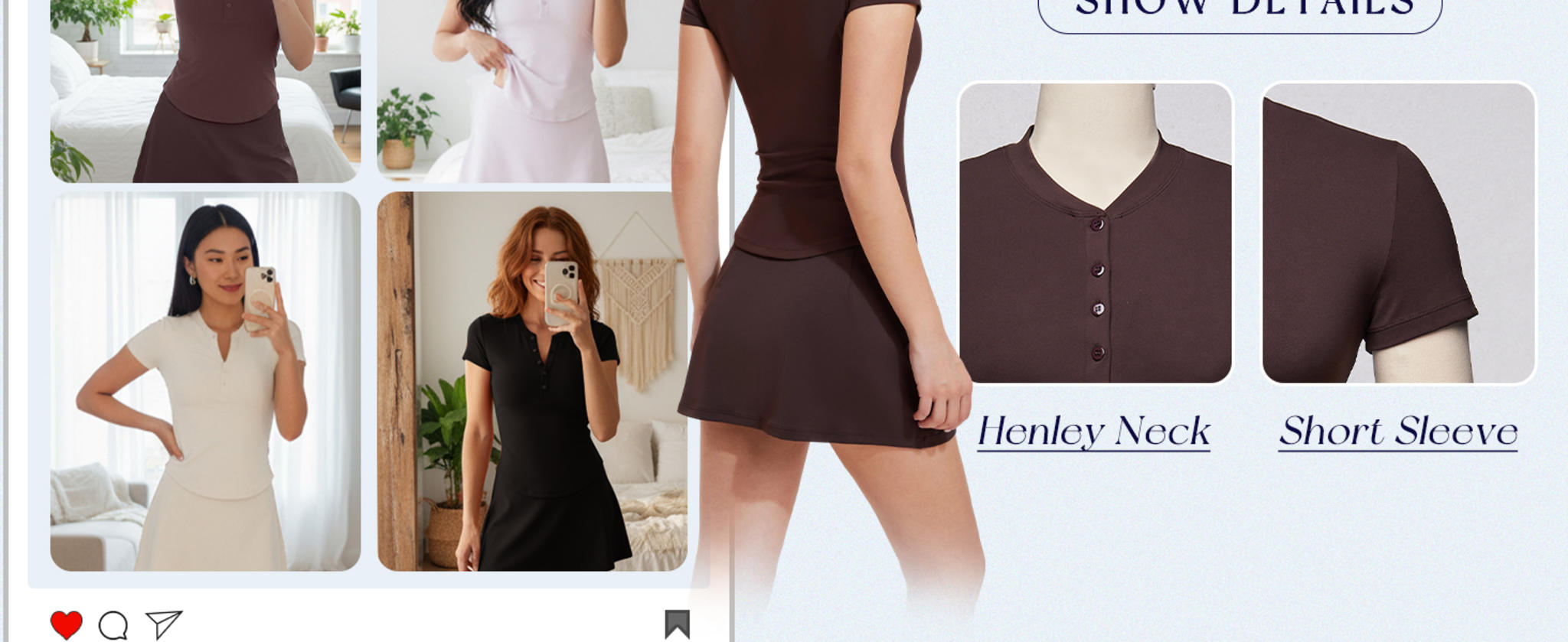 Women's Short Sleeve Nylon Henley T-Shirt - Slim Fit Summer Basic image 8