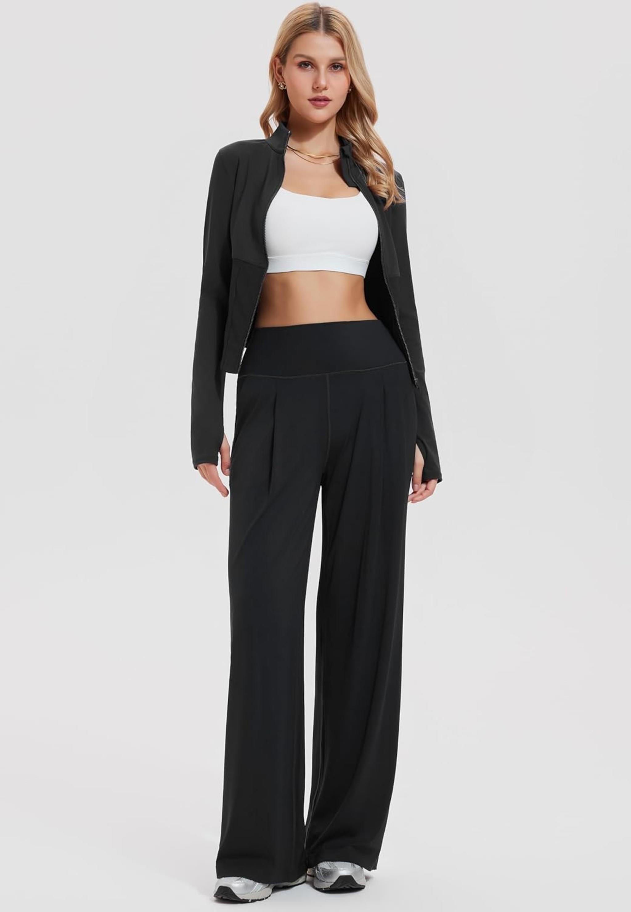 Women's Casual 2 Piece Lounge Set with Full Zip Hoodie and Wide Leg Pants