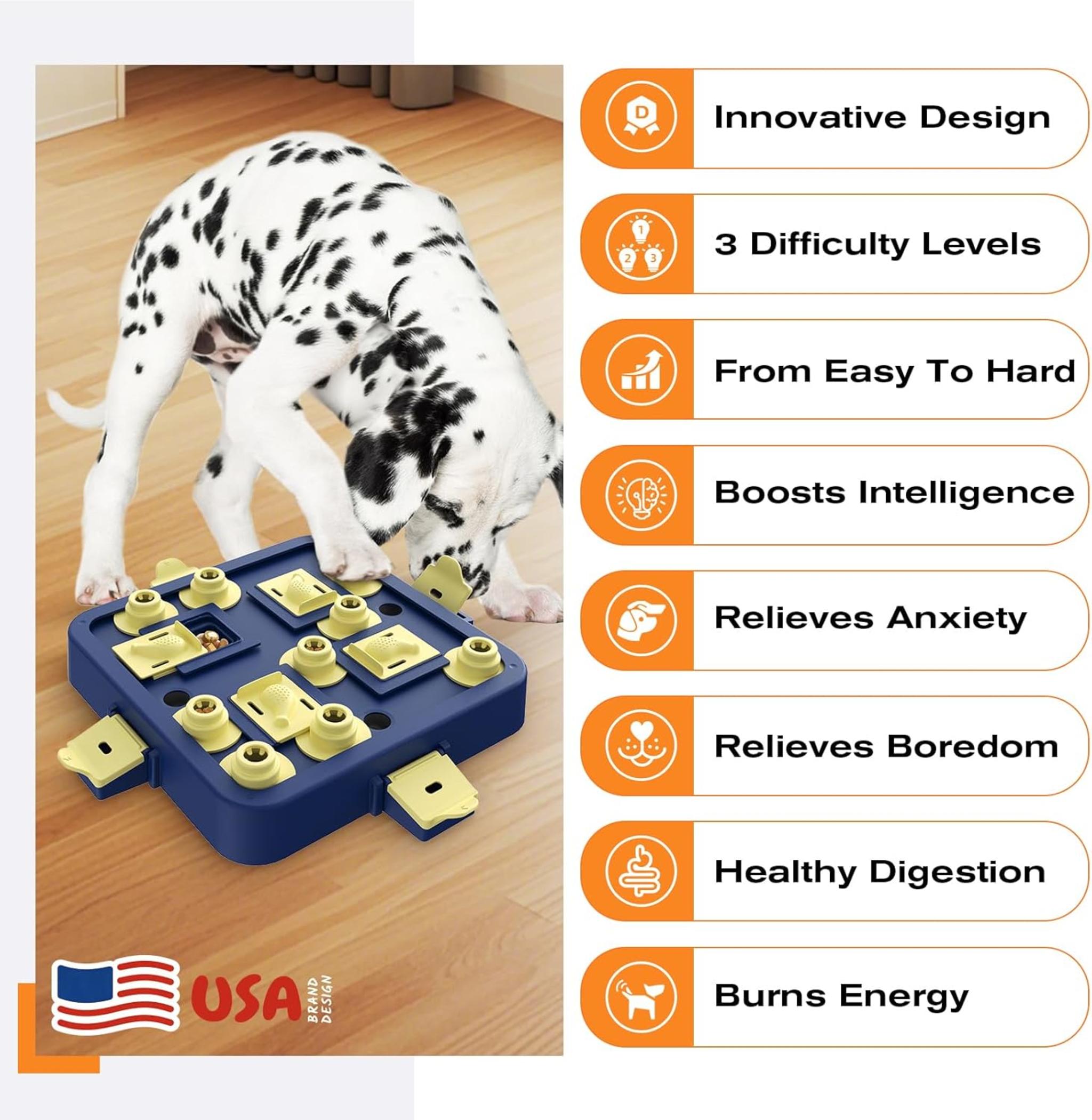 3-Level Dog Chess Puzzle Toy for Mental Stimulation and Slow Feeding