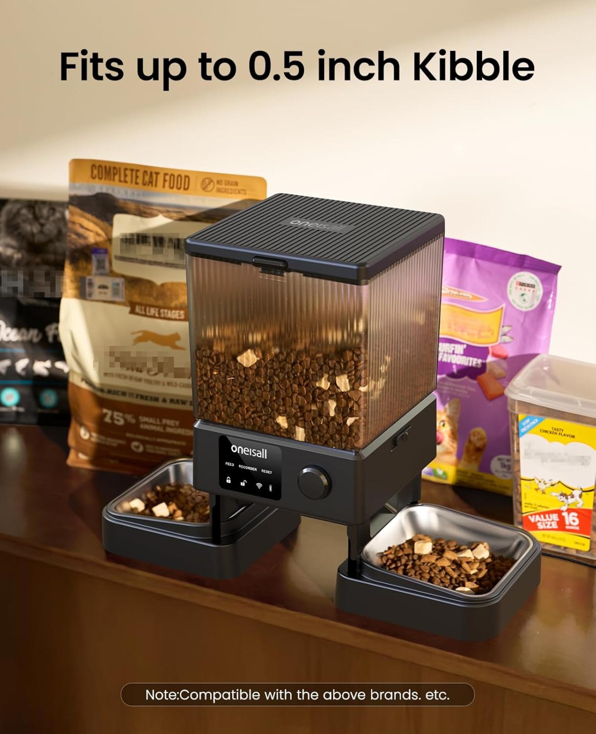 Automatic Cat Feeder with 5G WiFi, 5L Timed Food Dispenser for 2 Cats with App Control