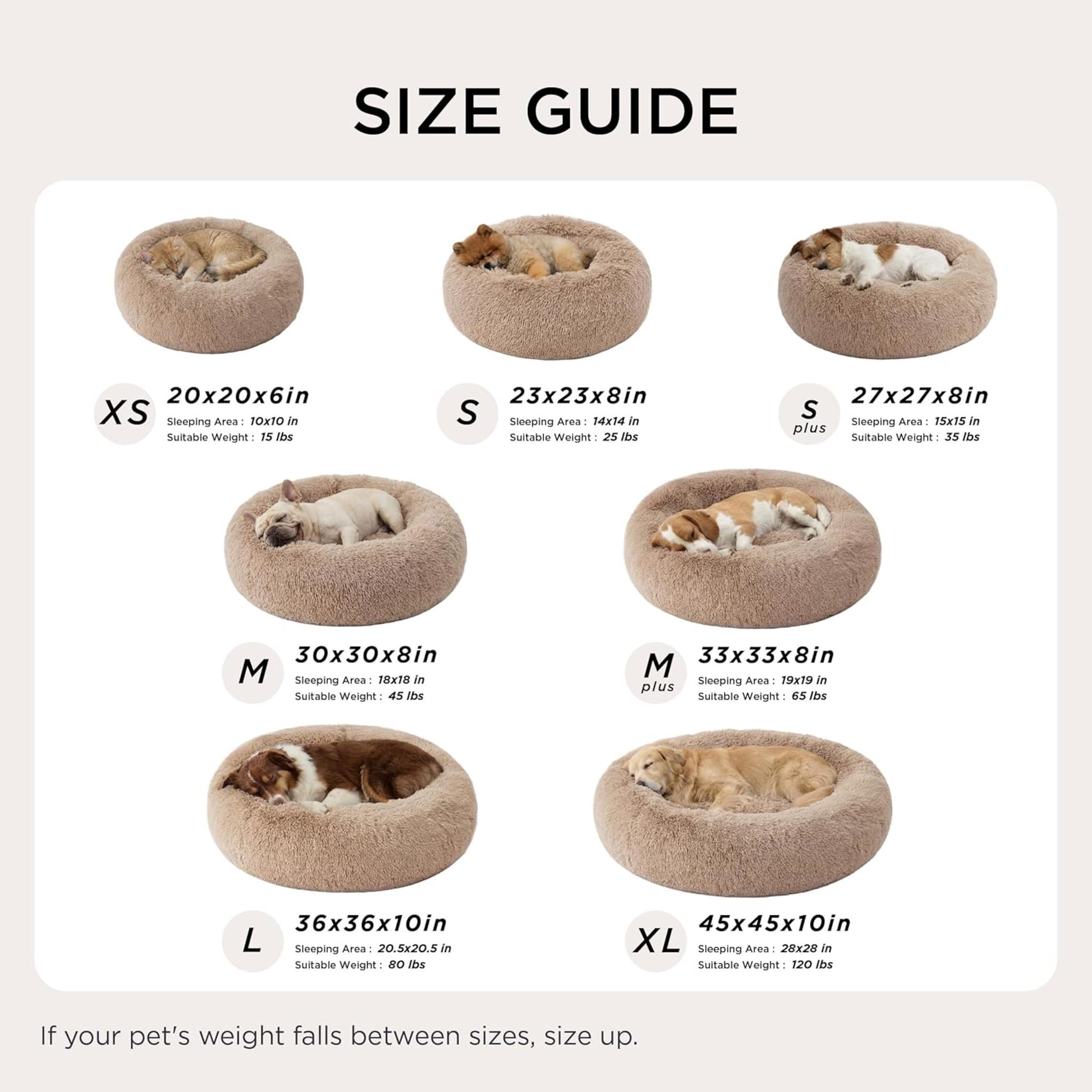 Calming Donut Dog Bed, 30-inch Washable Round Faux Fur Pet Bed for Medium Dogs up to 45 lbs