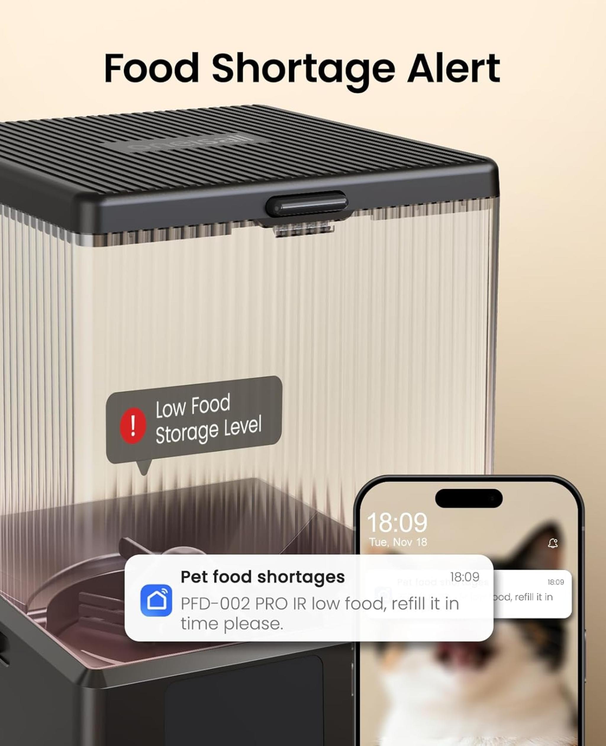 Automatic Cat Feeder with 5G WiFi, 5L Timed Food Dispenser for 2 Cats with App Control