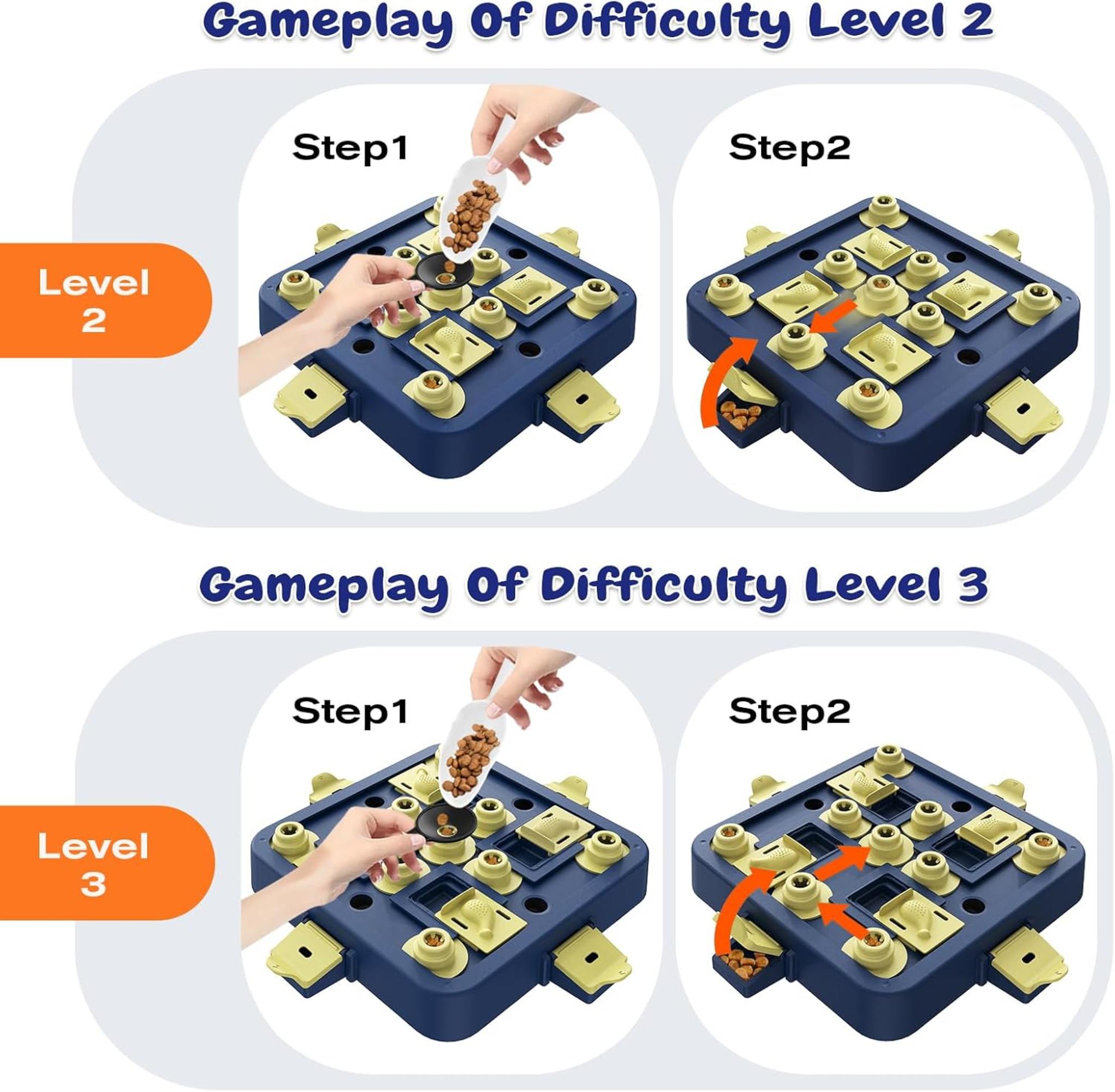3-Level Dog Chess Puzzle Toy for Mental Stimulation and Slow Feeding