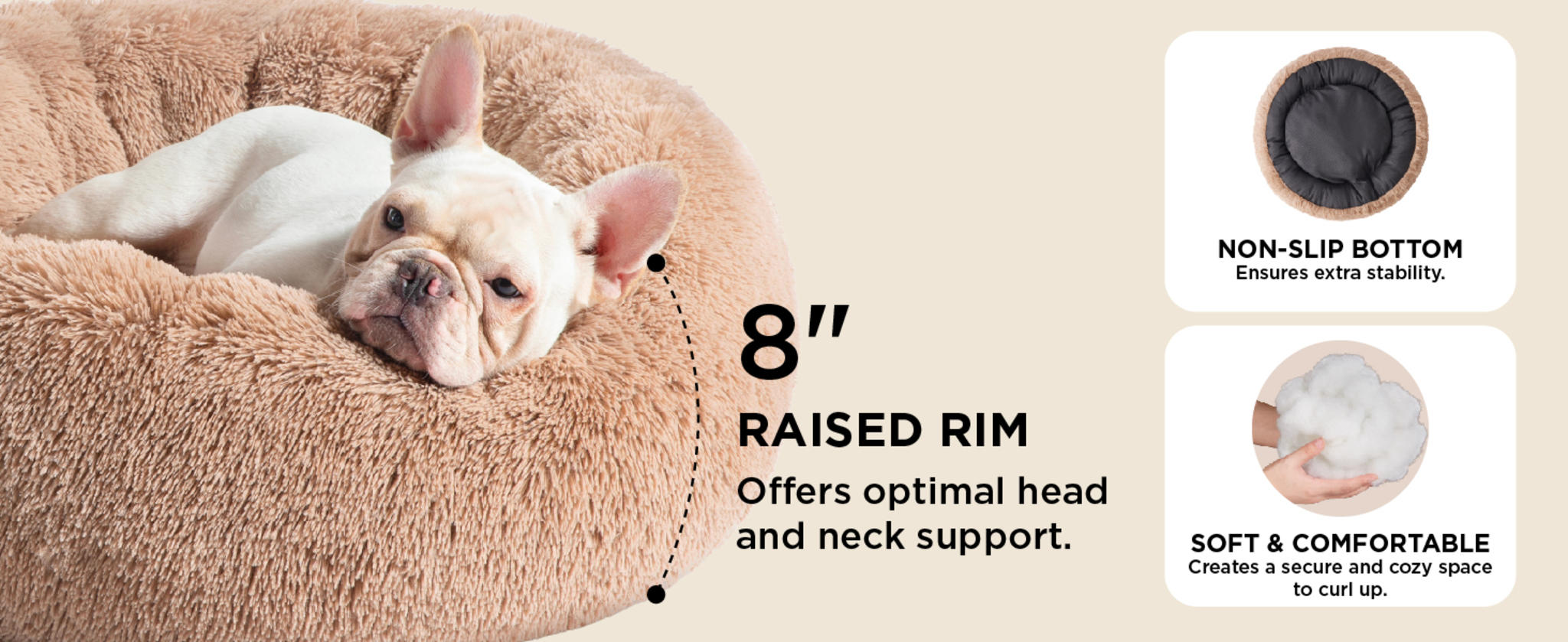 Calming Donut Dog Bed, 30-inch Washable Round Faux Fur Pet Bed for Medium Dogs up to 45 lbs image 14