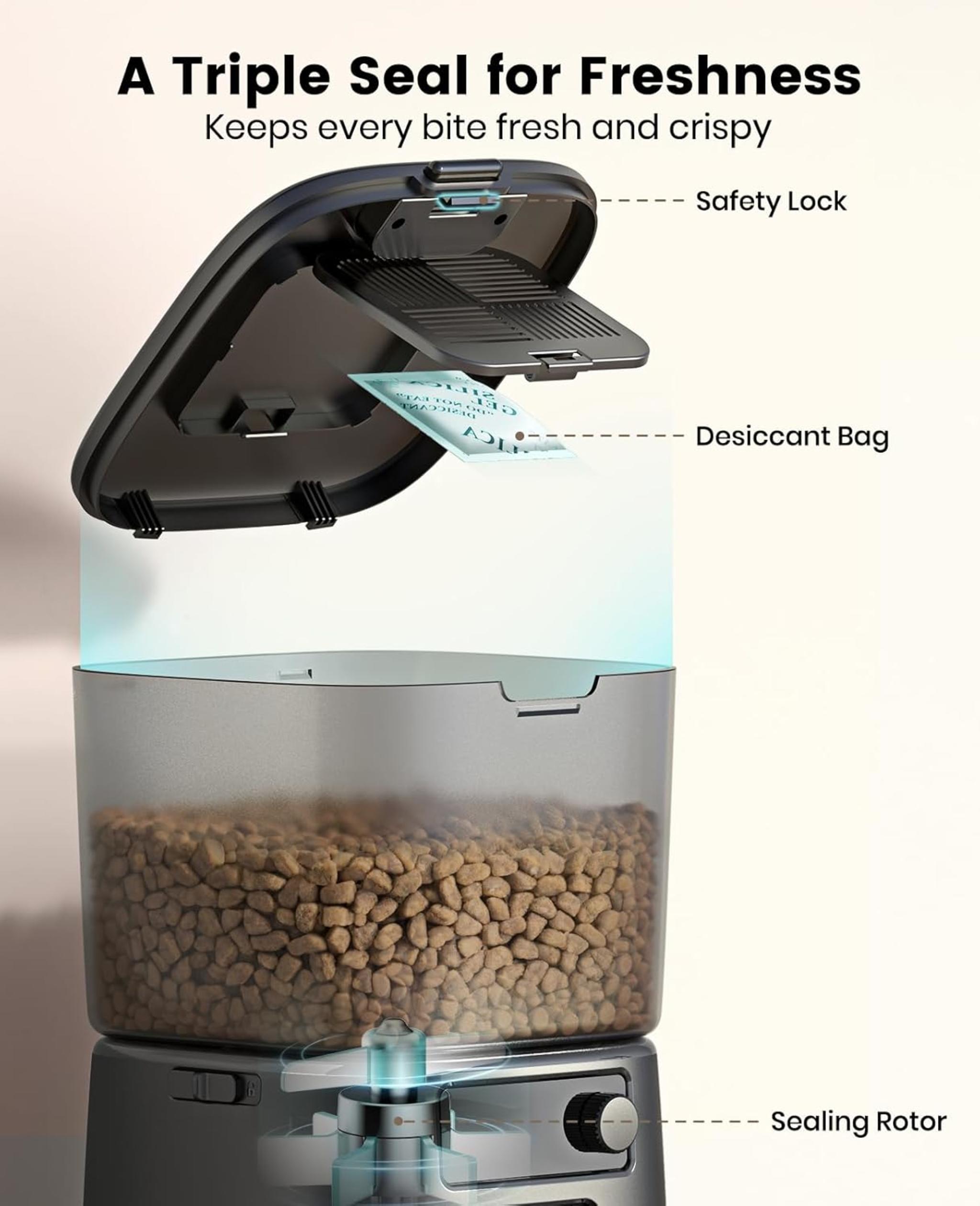 Automatic Cat Feeder with WiFi App Control and Precise Portion Management