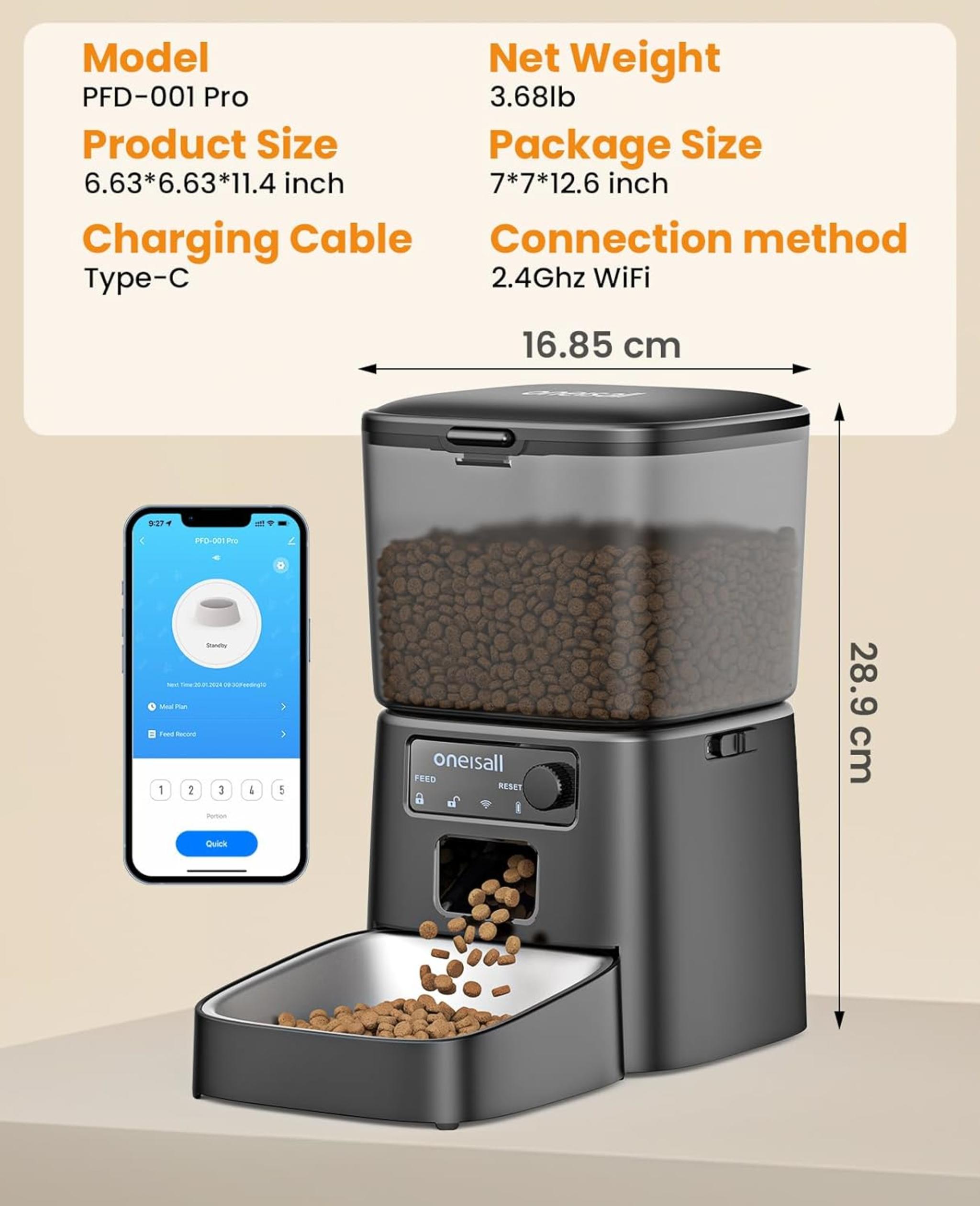 Automatic Cat Feeder with WiFi App Control and Precise Portion Management