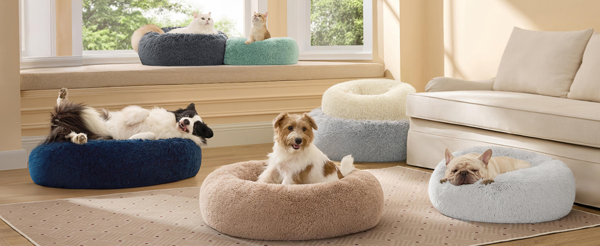 Calming Donut Dog Bed, 30-inch Washable Round Faux Fur Pet Bed for Medium Dogs up to 45 lbs image 18
