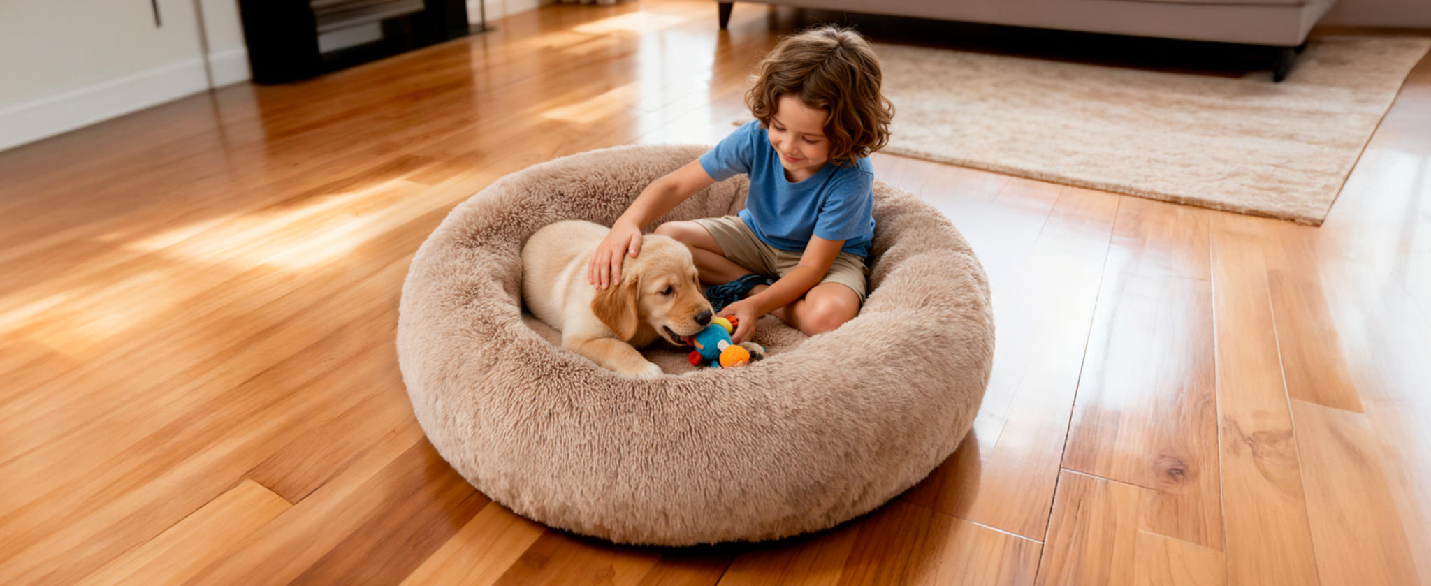 Calming Donut Dog Bed, 30-inch Washable Round Faux Fur Pet Bed for Medium Dogs up to 45 lbs image 19