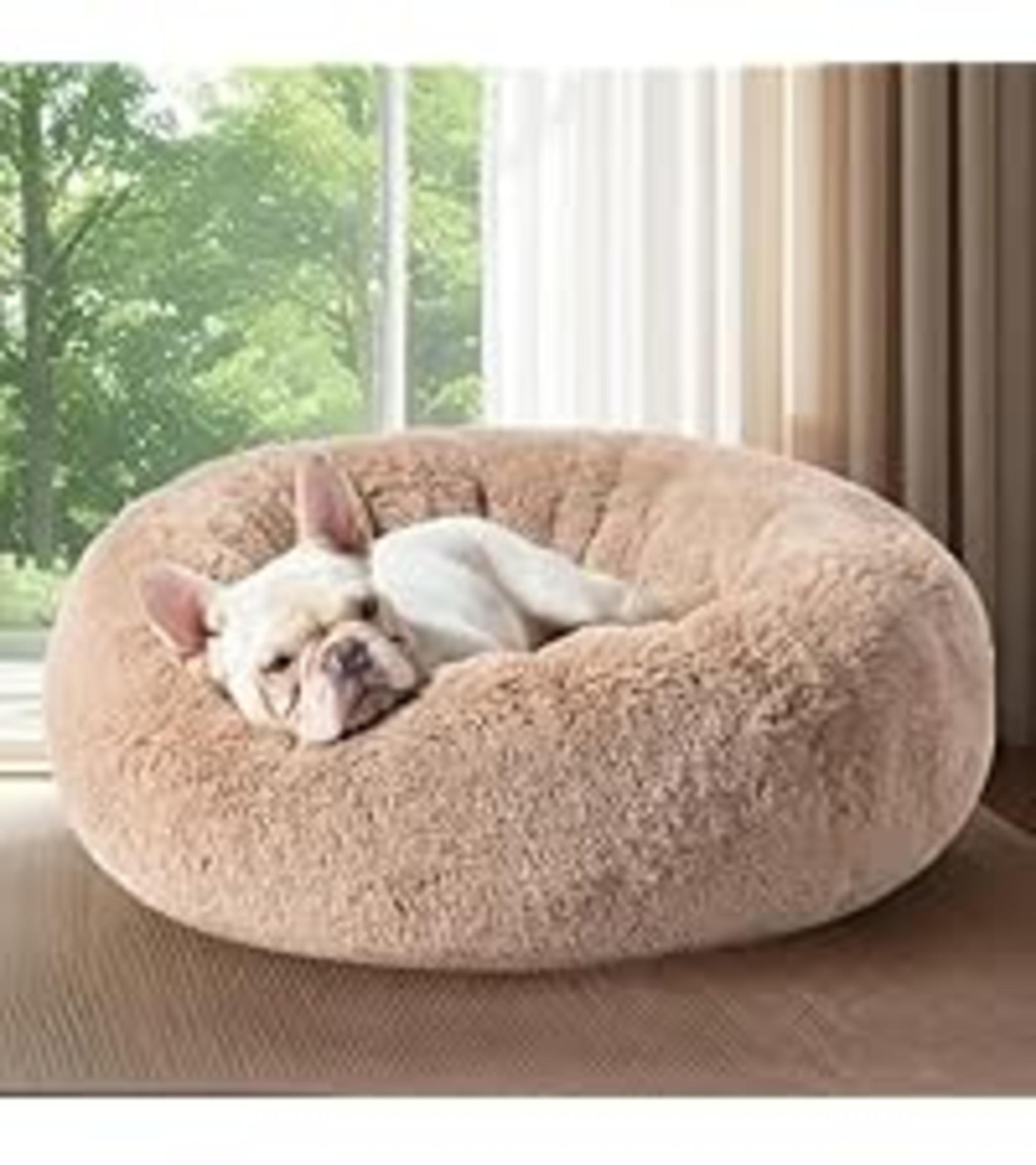 Calming Donut Dog Bed, 30-inch Washable Round Faux Fur Pet Bed for Medium Dogs up to 45 lbs image 21