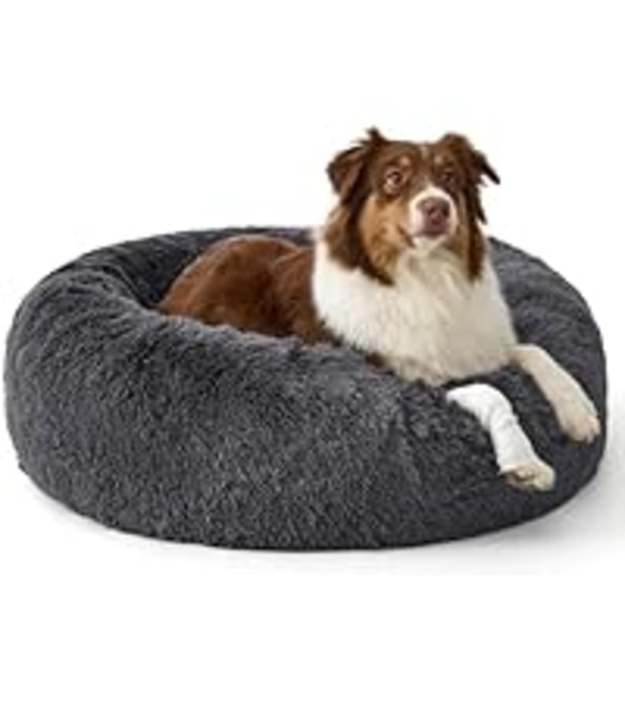 Calming Donut Dog Bed, 30-inch Washable Round Faux Fur Pet Bed for Medium Dogs up to 45 lbs image 22