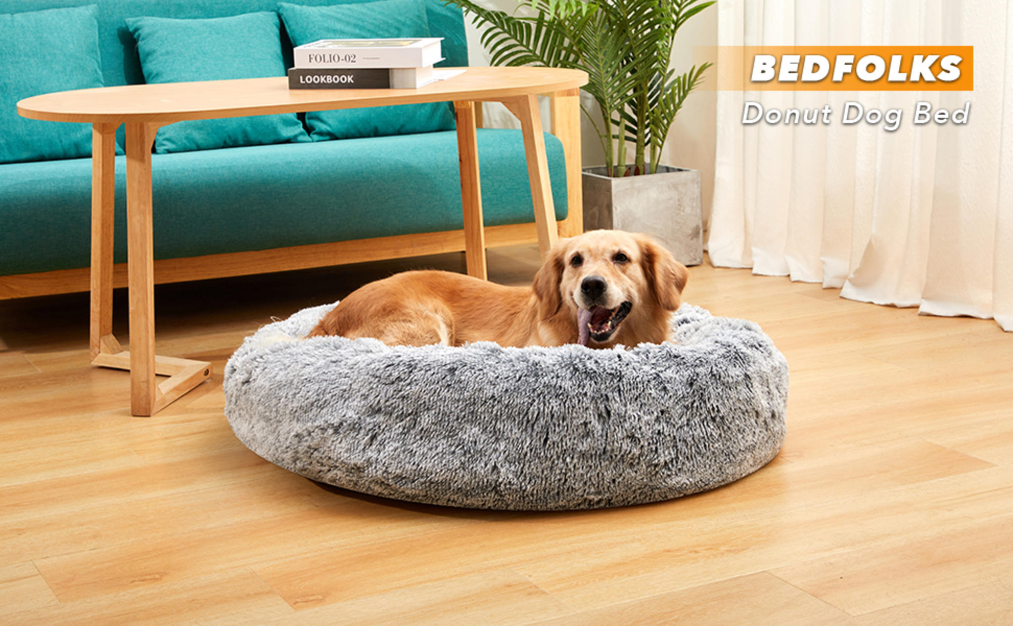Calming Donut Dog Bed, 36-Inch Round Fluffy Plush Bed for Large Dogs, Anti-Anxiety & Washable image 9