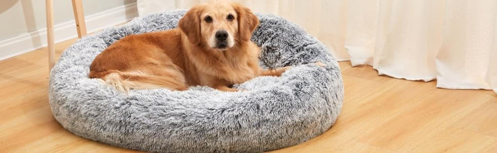 Calming Donut Dog Bed, 36-Inch Round Fluffy Plush Bed for Large Dogs, Anti-Anxiety & Washable image 14
