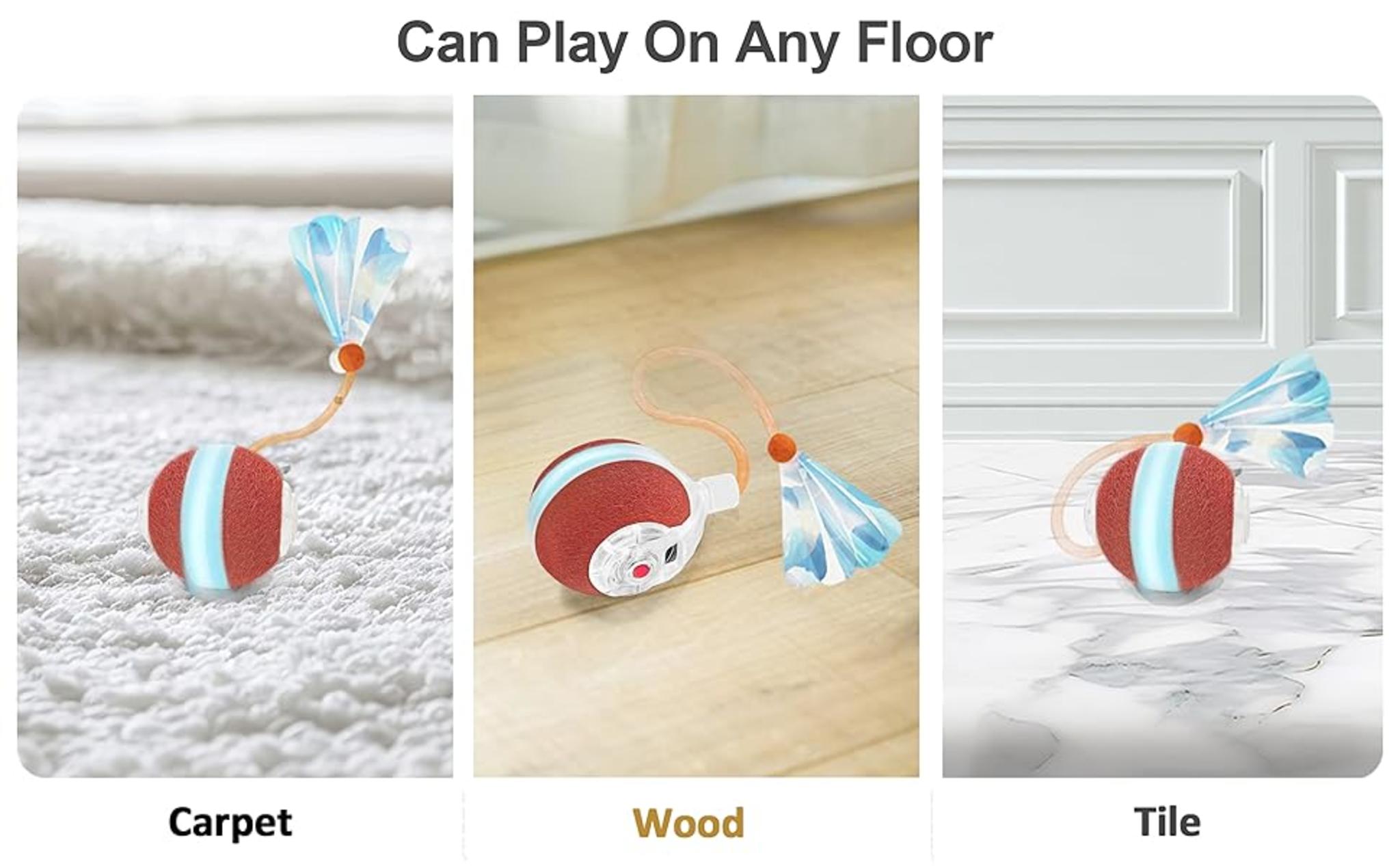 Interactive Cat Ball Toy with Elastic Mesh Tail, Motion Activated Automatic Kitten Toy for All Floors image 8
