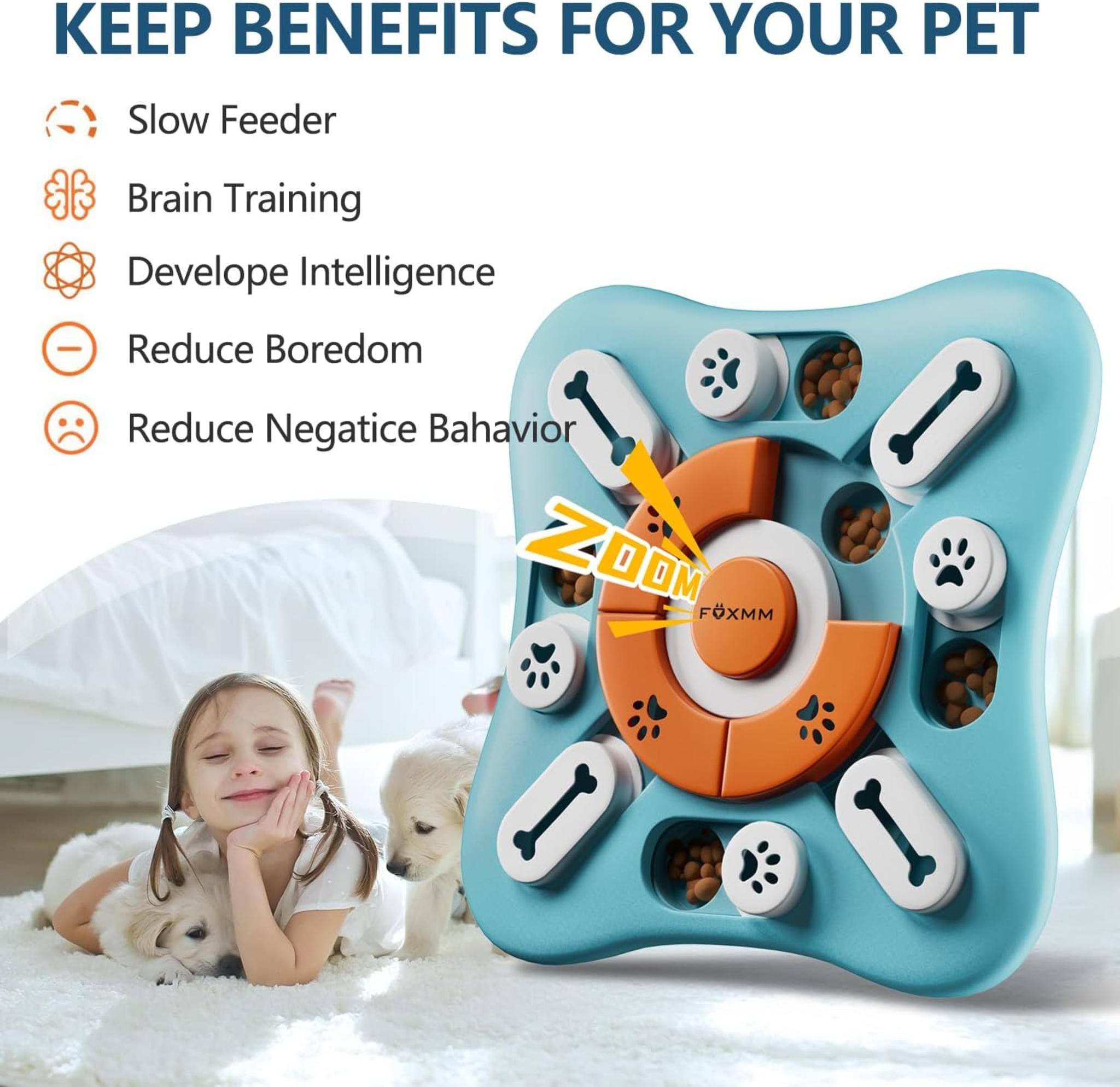 Interactive Dog Puzzle Toy for IQ Training, Squeaky Slow Feeder for Mental Stimulation
