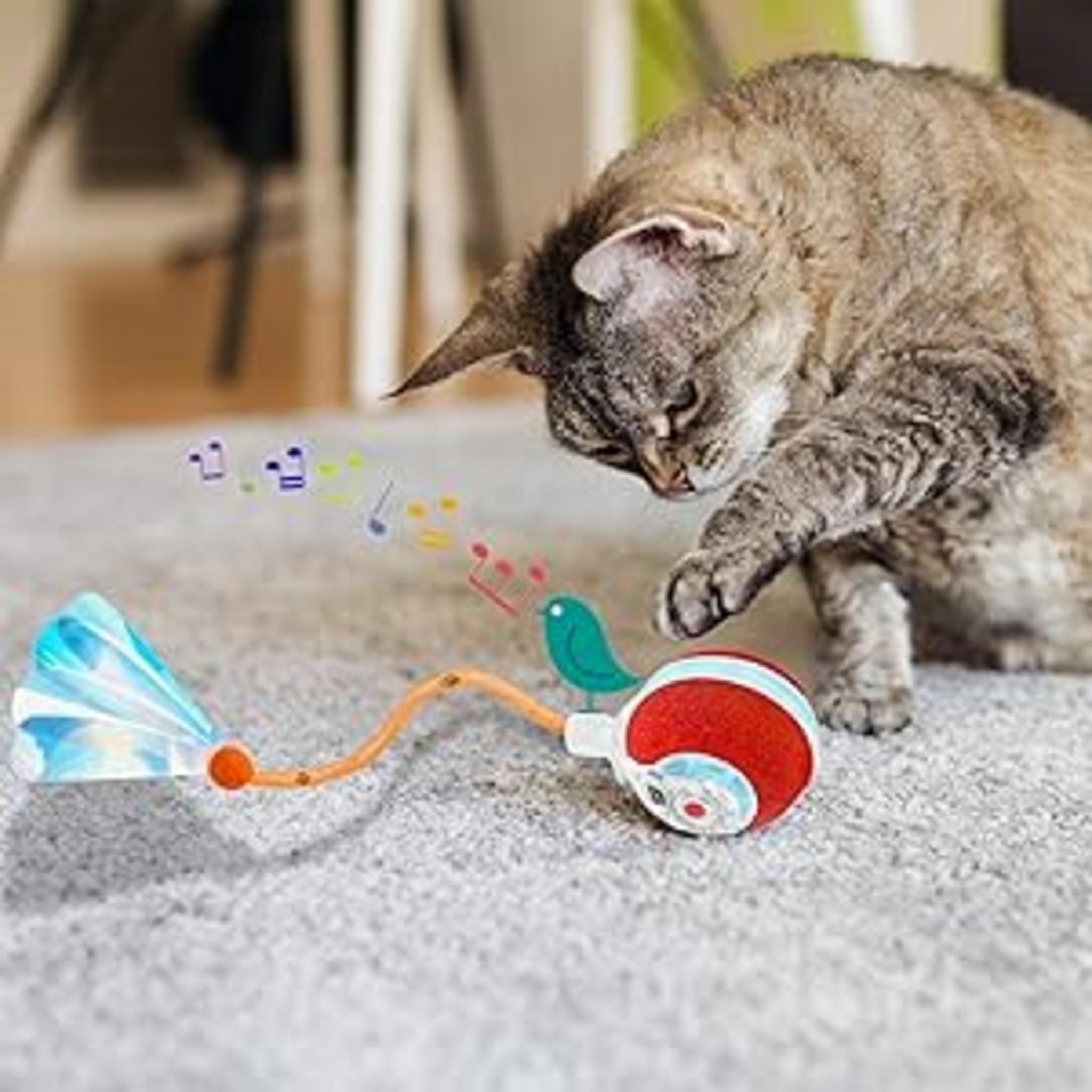 Interactive Cat Ball Toy with Elastic Mesh Tail, Motion Activated Automatic Kitten Toy for All Floors image 11