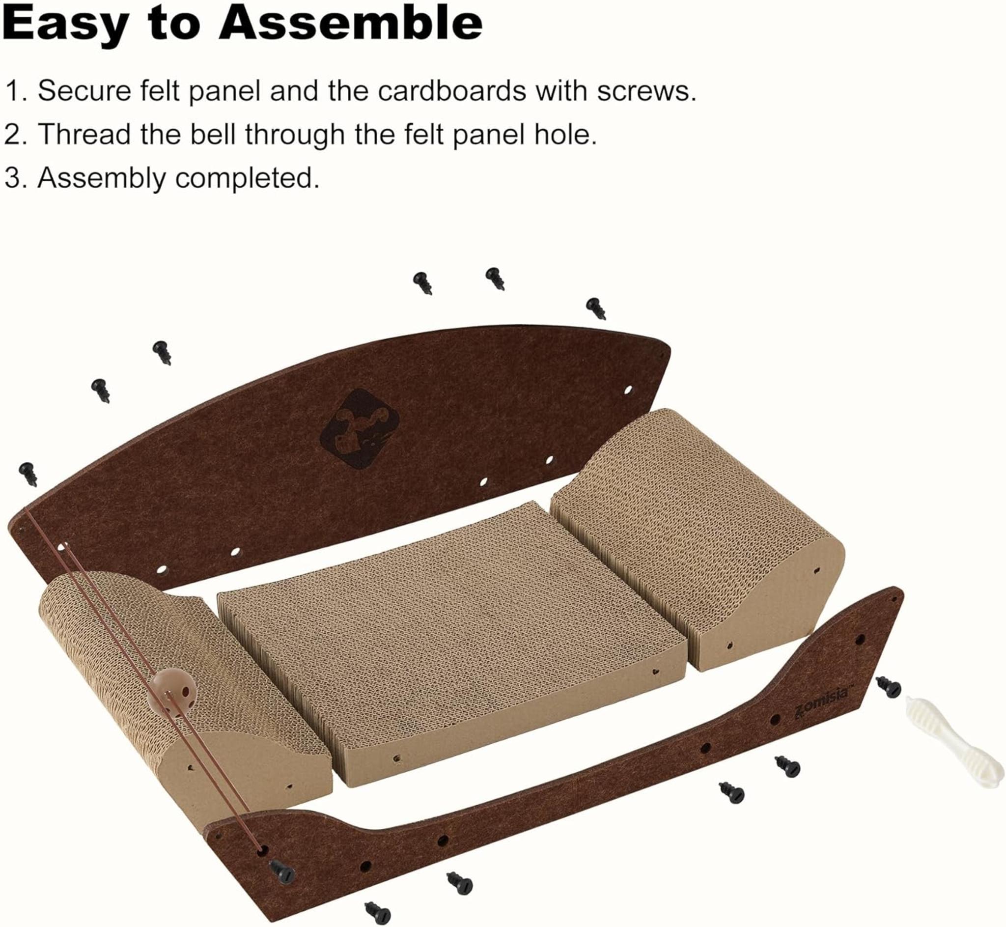 26'' Large Cat Scratcher Couch with Orthopedic Armrests and Bell Toys