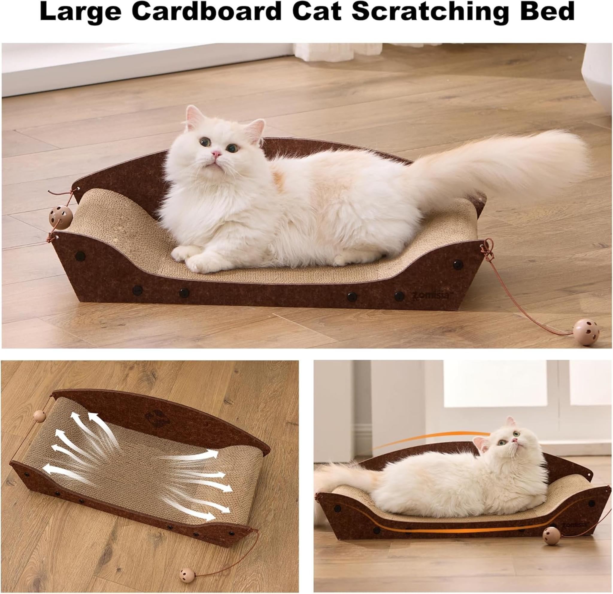 26'' Large Cat Scratcher Couch with Orthopedic Armrests and Bell Toys