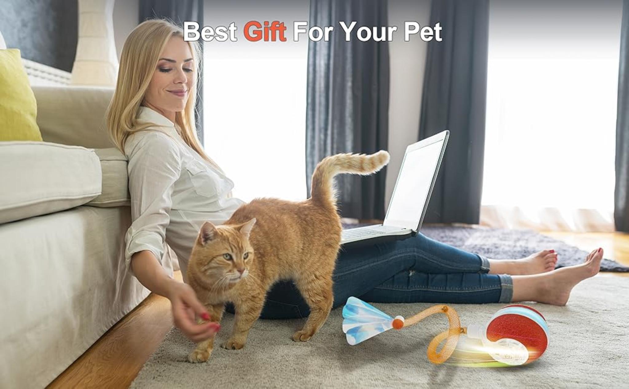 Interactive Cat Ball Toy with Elastic Mesh Tail, Motion Activated Automatic Kitten Toy for All Floors image 14