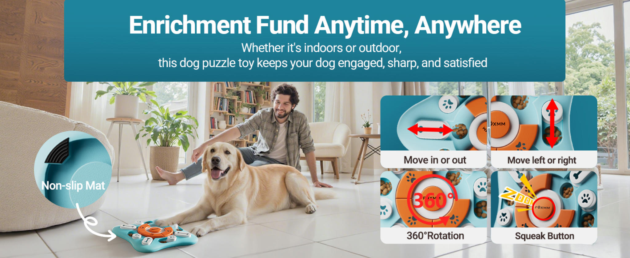Interactive Dog Puzzle Toy for IQ Training, Squeaky Slow Feeder for Mental Stimulation image 9