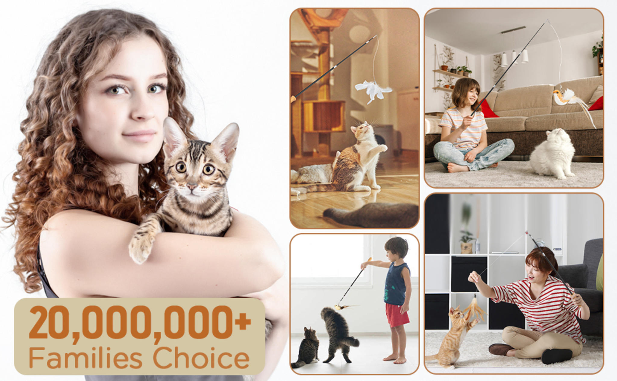 Interactive Cat Teaser Wand Toy with 43'' Retractable Fishing Pole and 5 Natural Feather Refills image 11