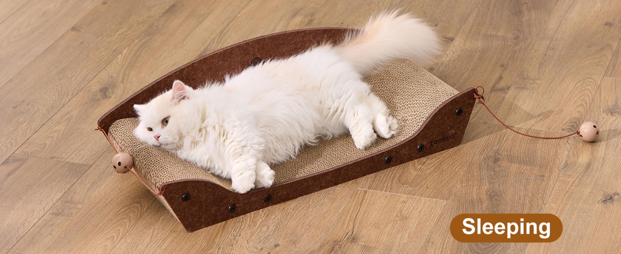 26'' Large Cat Scratcher Couch with Orthopedic Armrests and Bell Toys image 20