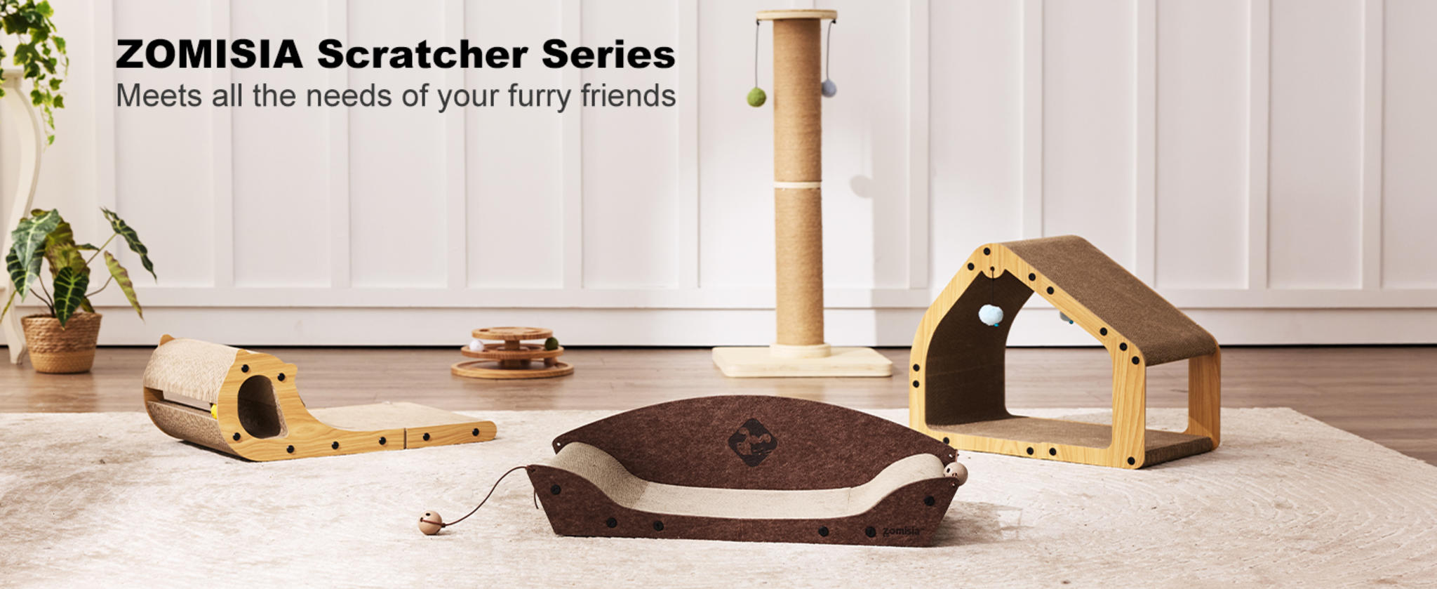 26'' Large Cat Scratcher Couch with Orthopedic Armrests and Bell Toys image 22