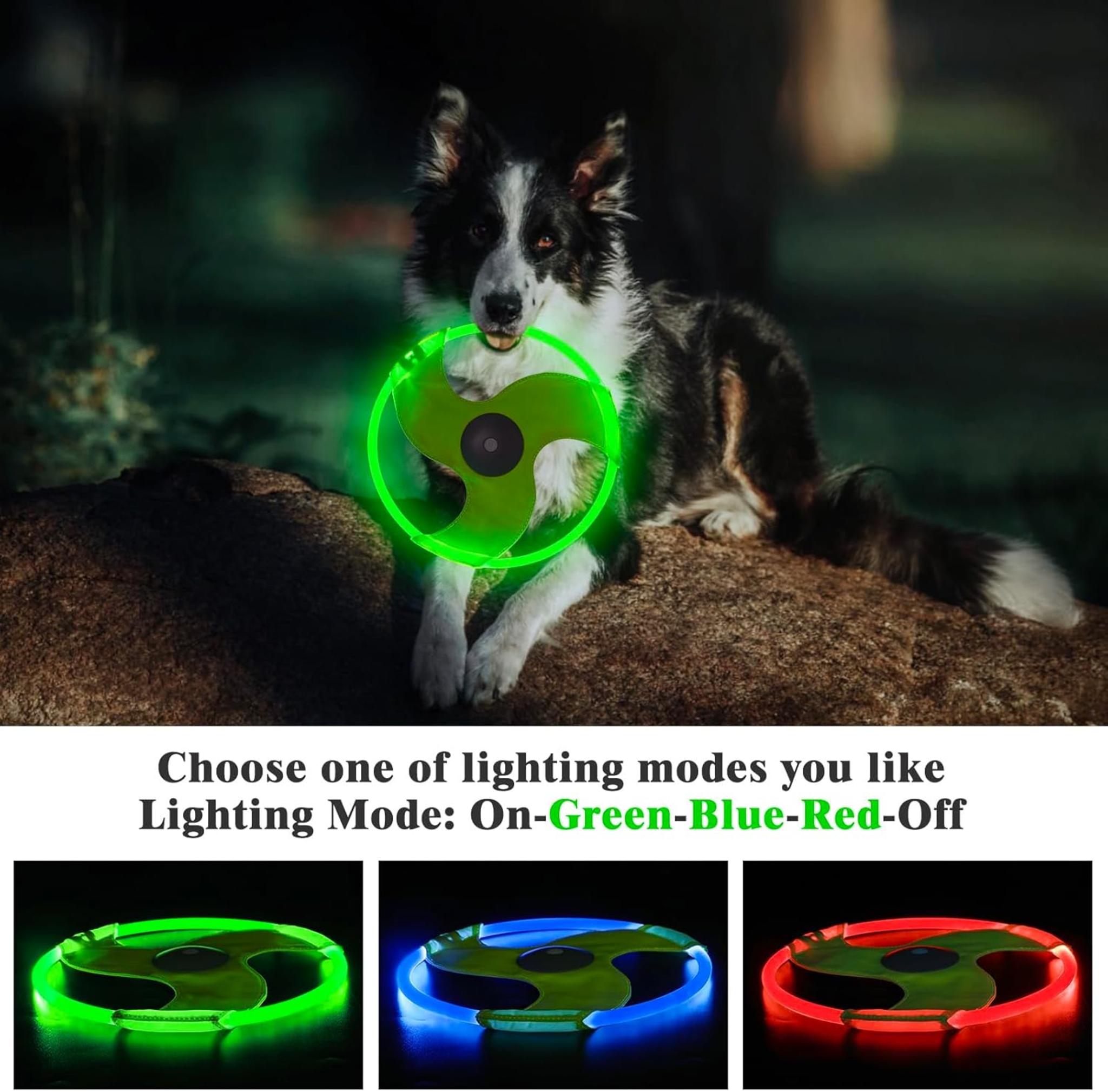 Rechargeable LED Dog Flying Disc - Glow in the Dark Pet Toy with 3 Light Modes