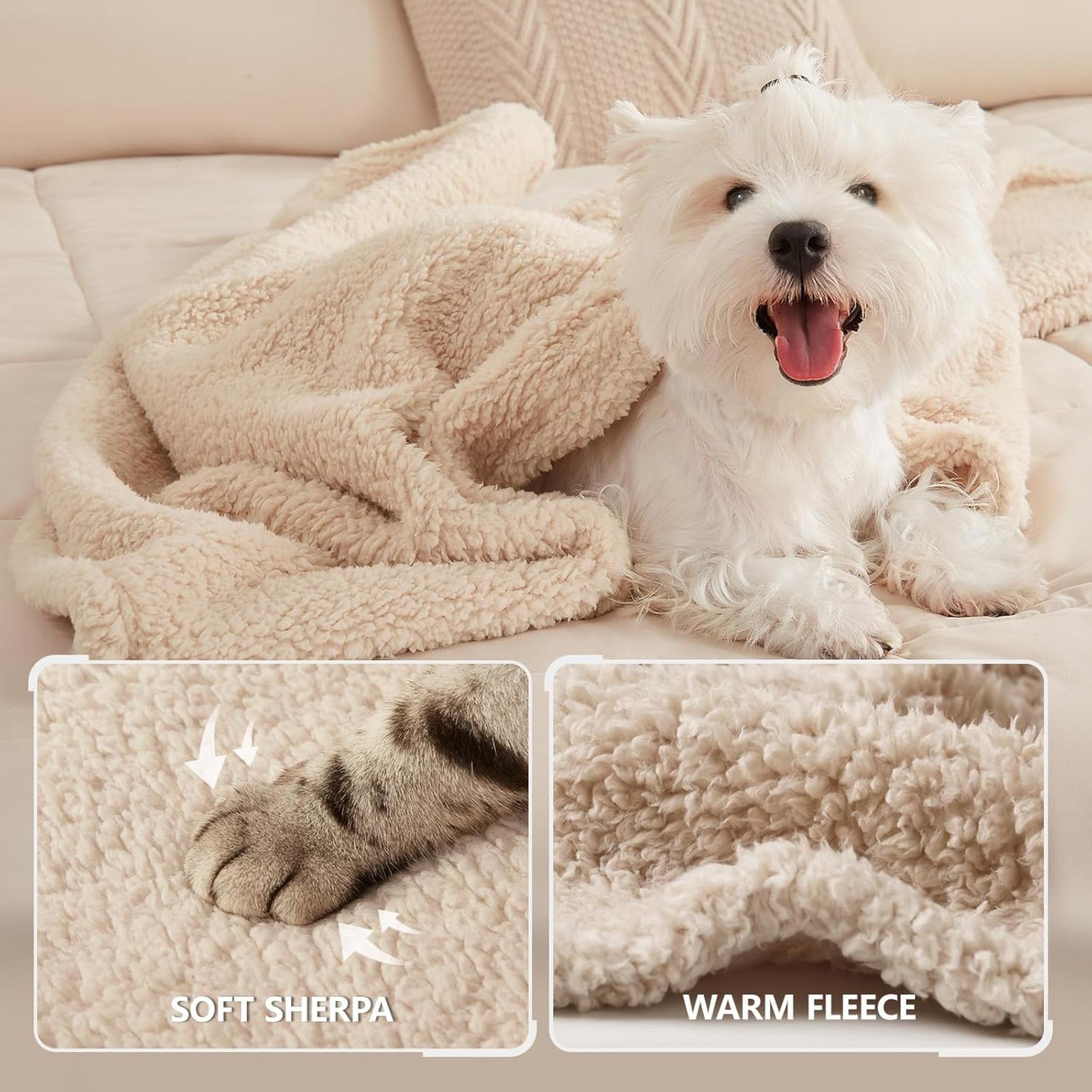 3-Pack Calming Pet Blankets, Ultra Soft Sherpa Fleece Throw for Dogs and Cats, 23x16 Inches