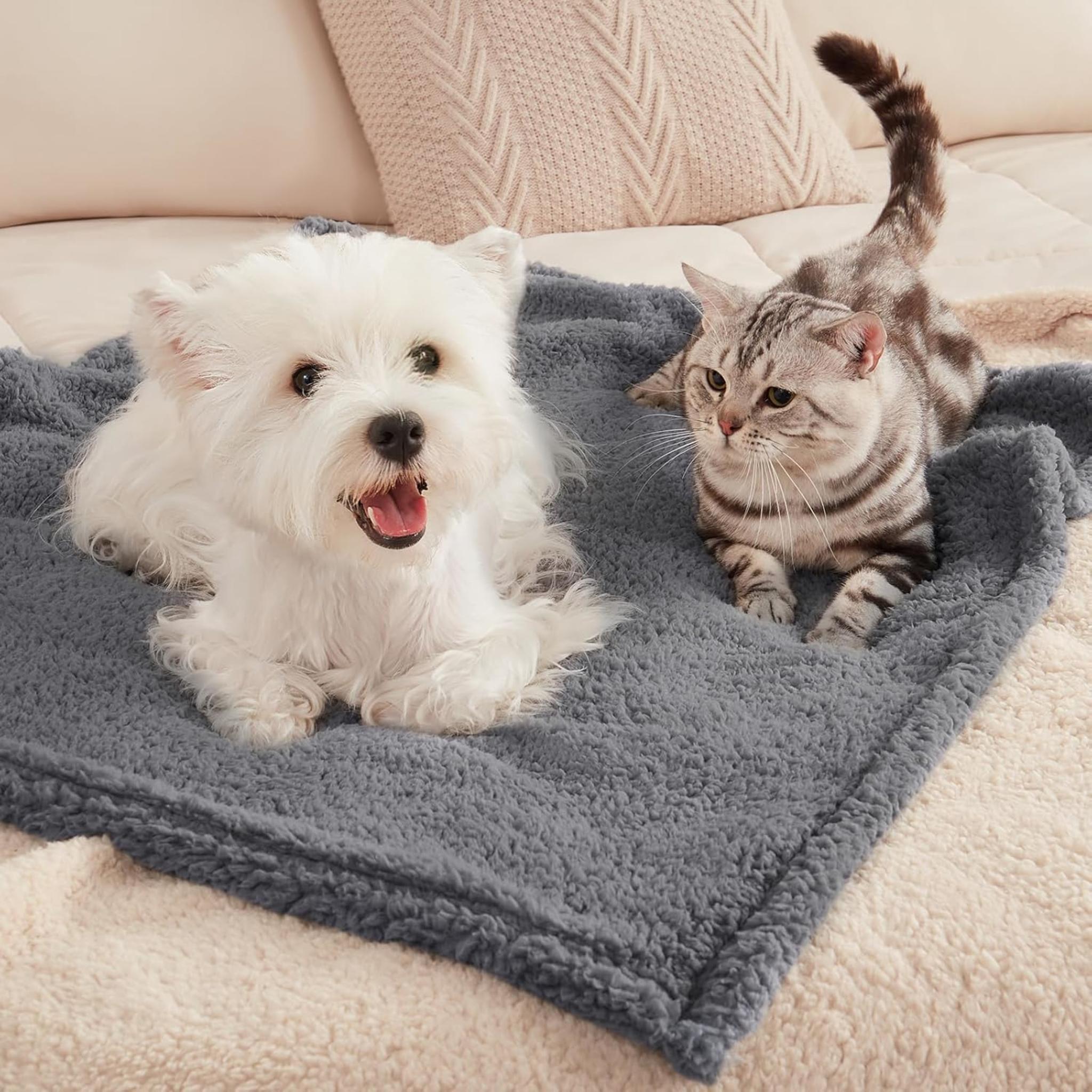 3-Pack Calming Pet Blankets, Ultra Soft Sherpa Fleece Throw for Dogs and Cats, 23x16 Inches