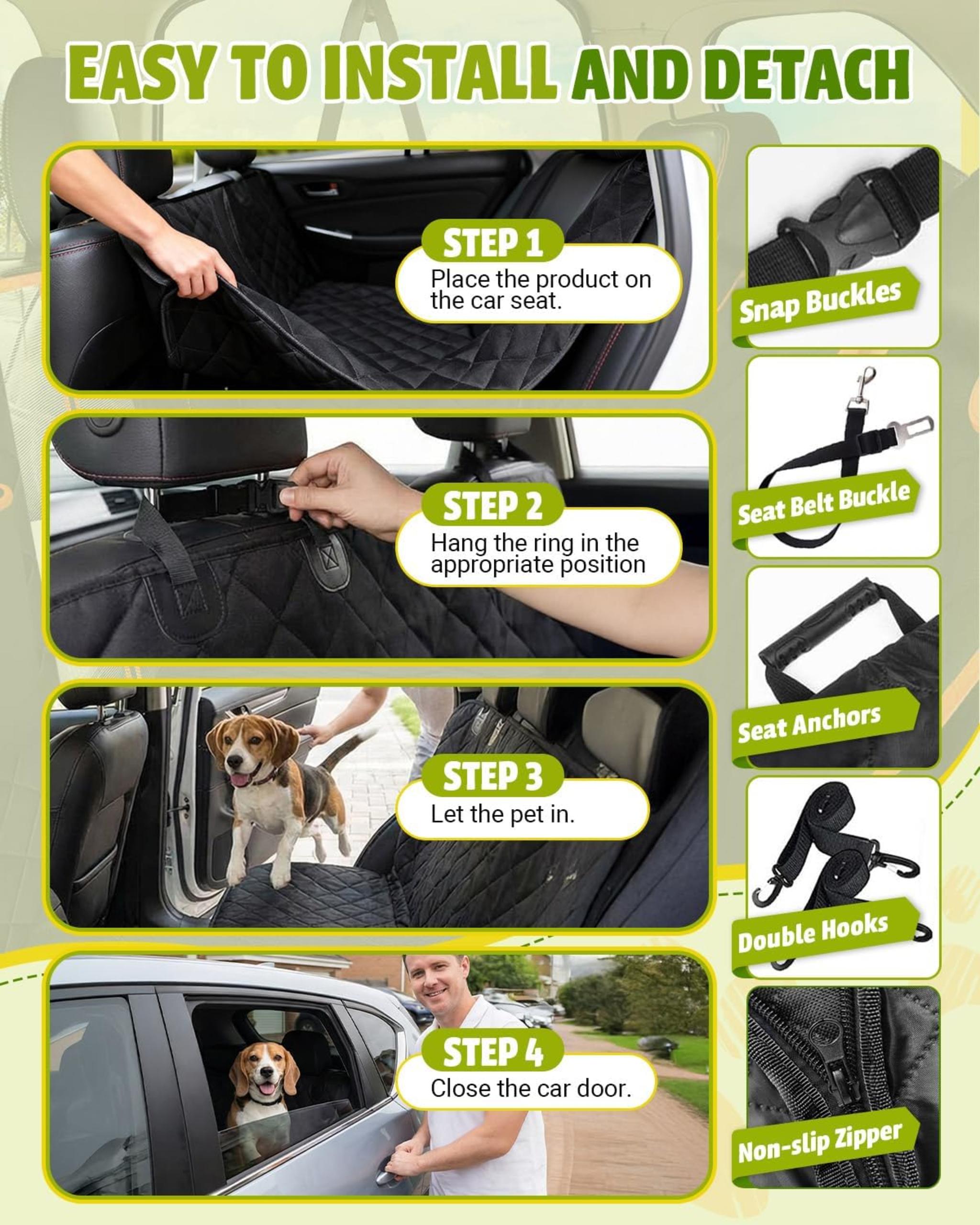 Waterproof Dog Car Seat Cover with Mesh Window, Heavy Duty Scratch Proof Pet Hammock for SUV and Trucks