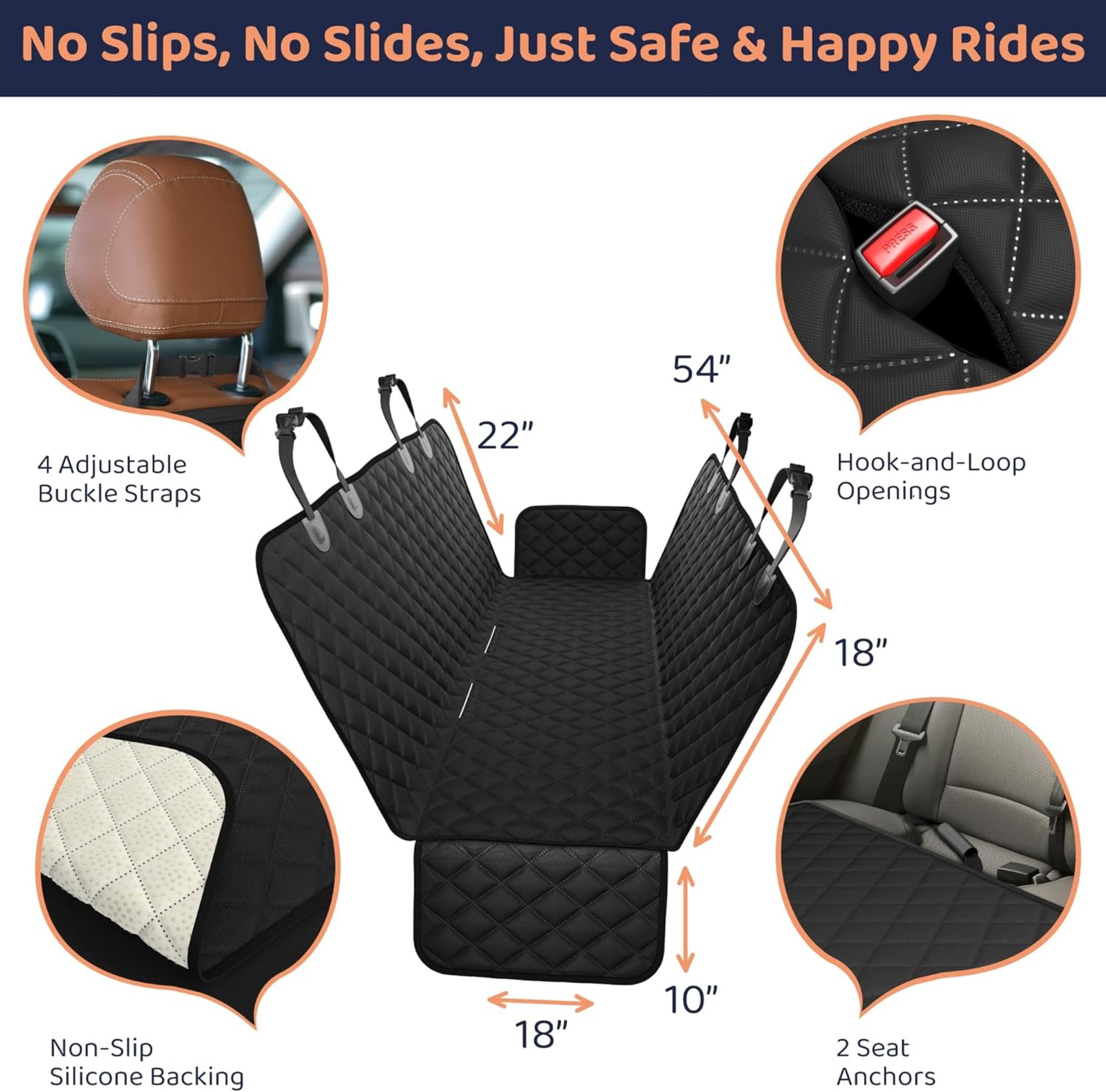 Waterproof Dog Car Seat Cover with Non-Slip Backing and Side Flaps