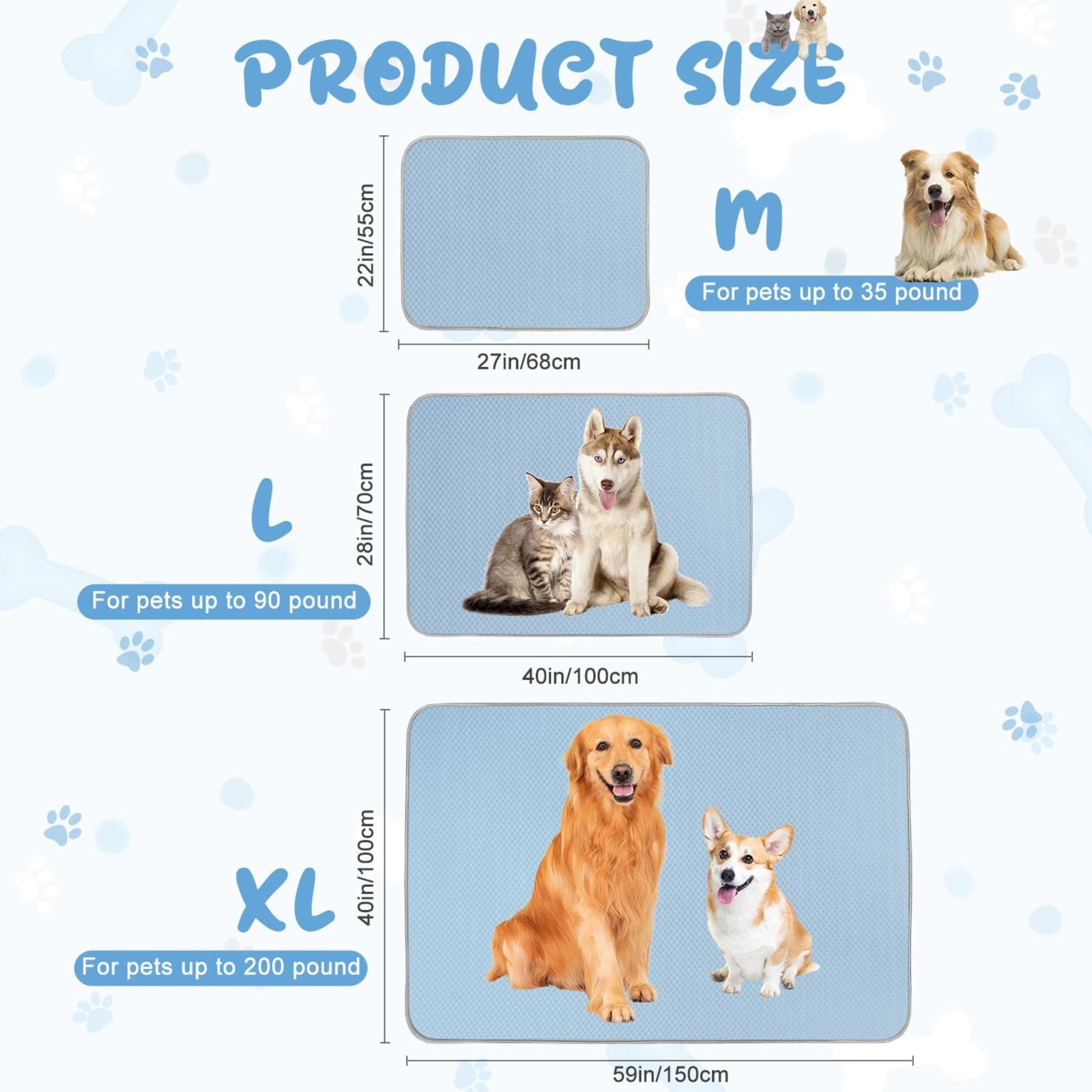 Washable Ice Silk Dog Cooling Mat for Small Medium Large Pets, Self-Cooling Bed Pad for Crates and Cars