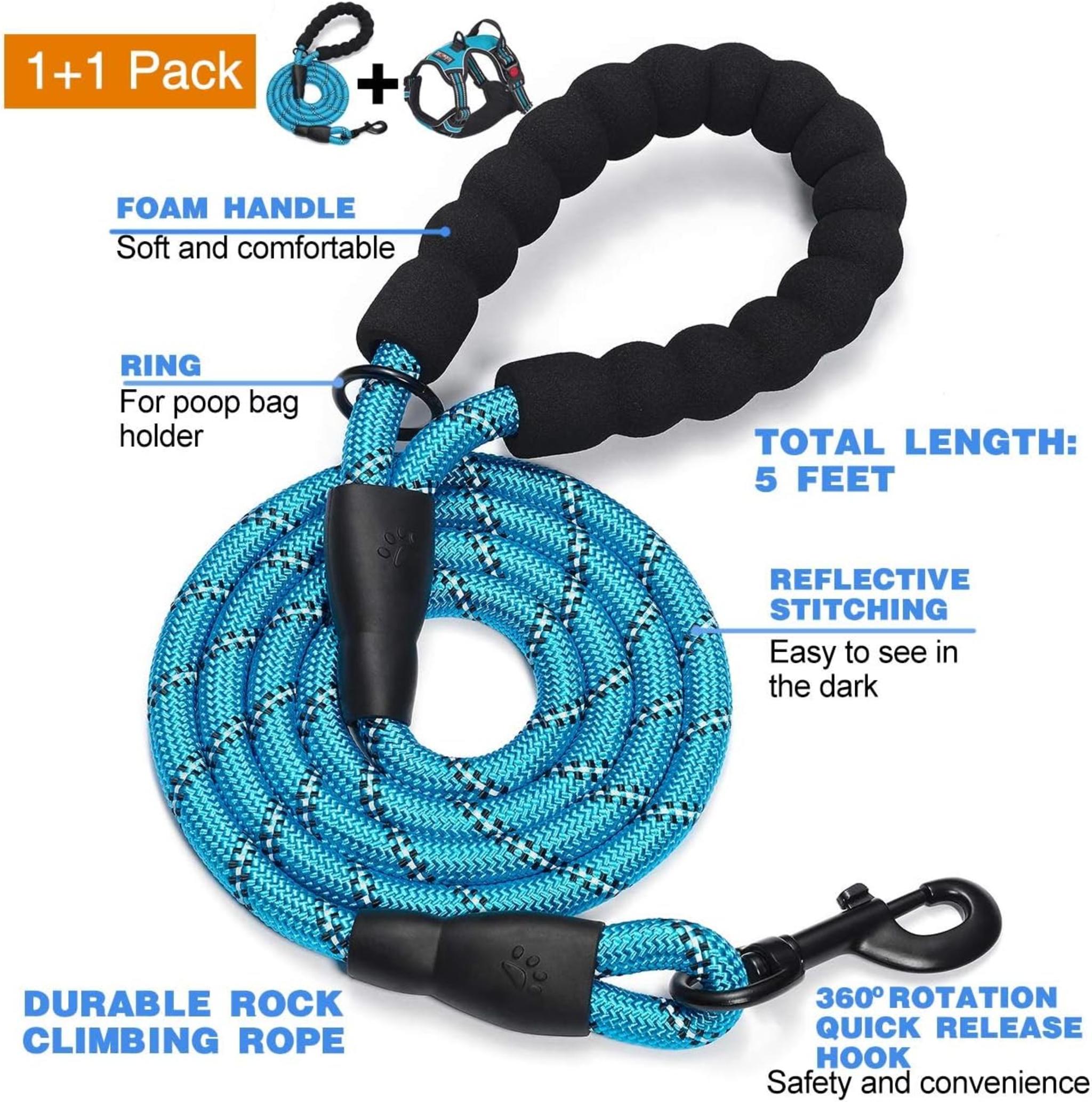 No Pull Dog Harness with 5ft Leash, Reflective Oxford Vest for Medium Large Dogs
