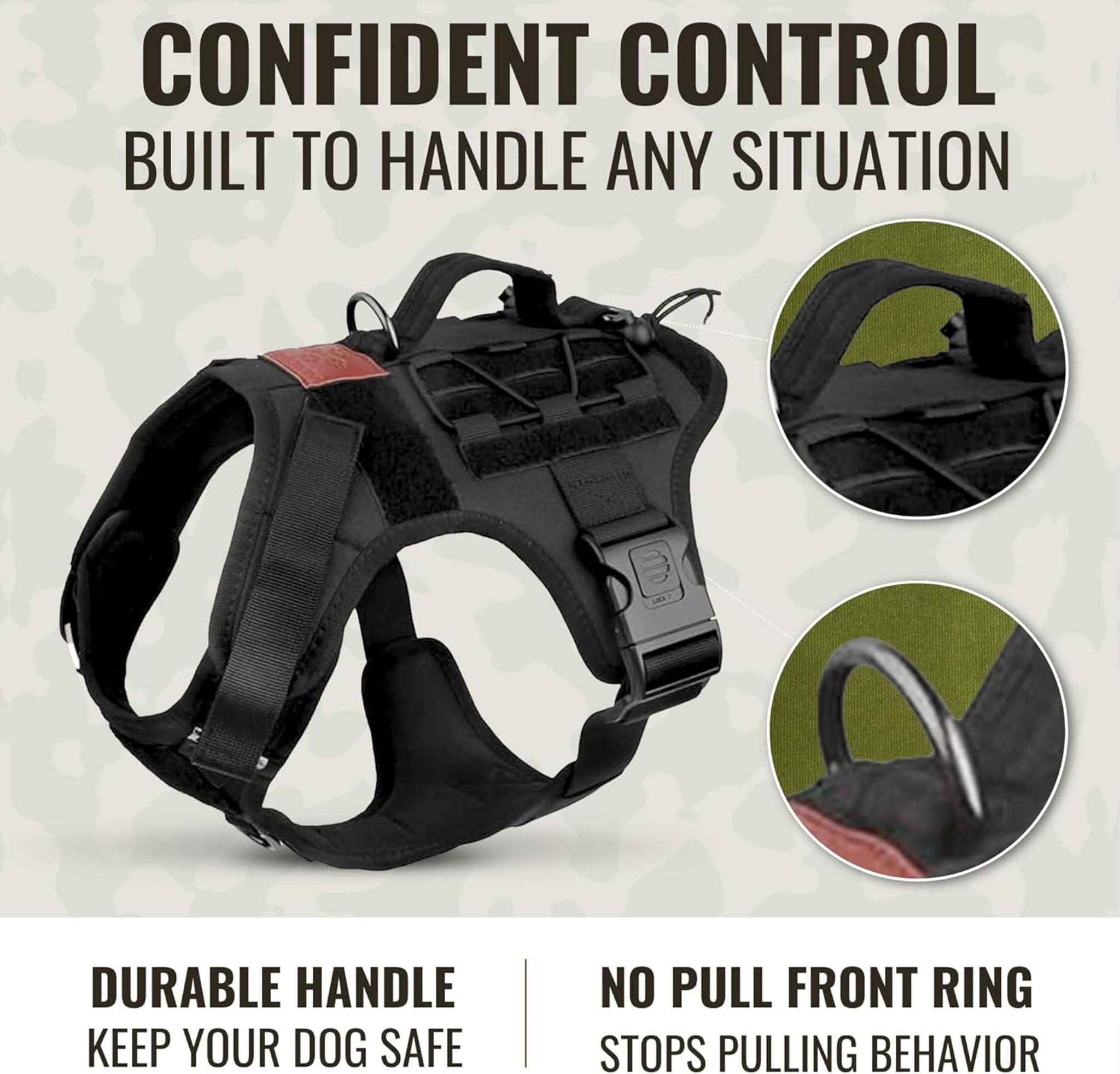 Tactical Dog Harness - Heavy Duty No-Pull Training Vest for Large Breeds with MOLLE System