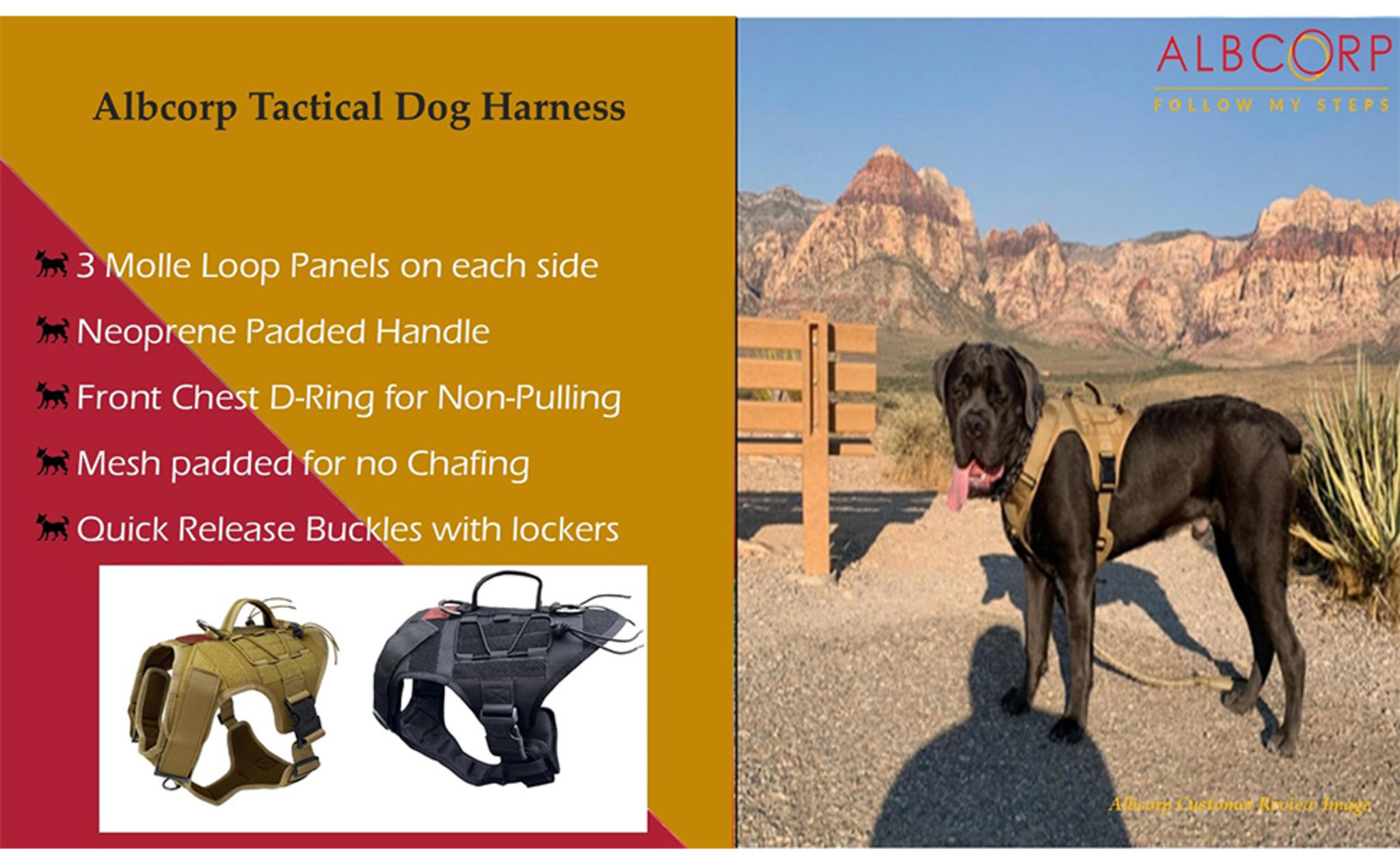 Tactical Dog Harness - Heavy Duty No-Pull Training Vest for Large Breeds with MOLLE System image 9