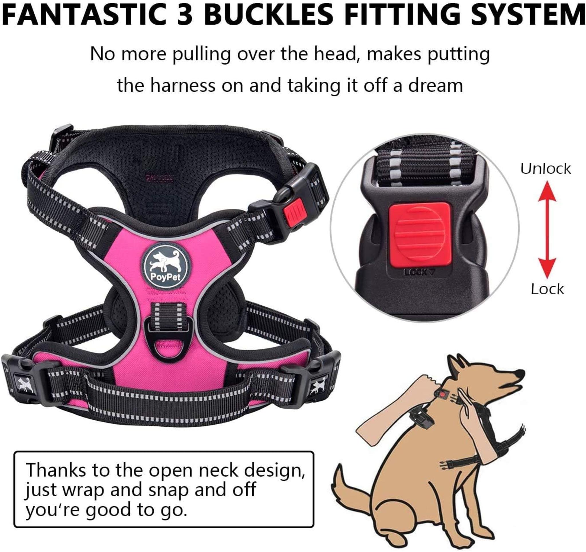 Escape Proof No Pull Dog Harness and Leash Combo with Reflective Strips and Padded Handle
