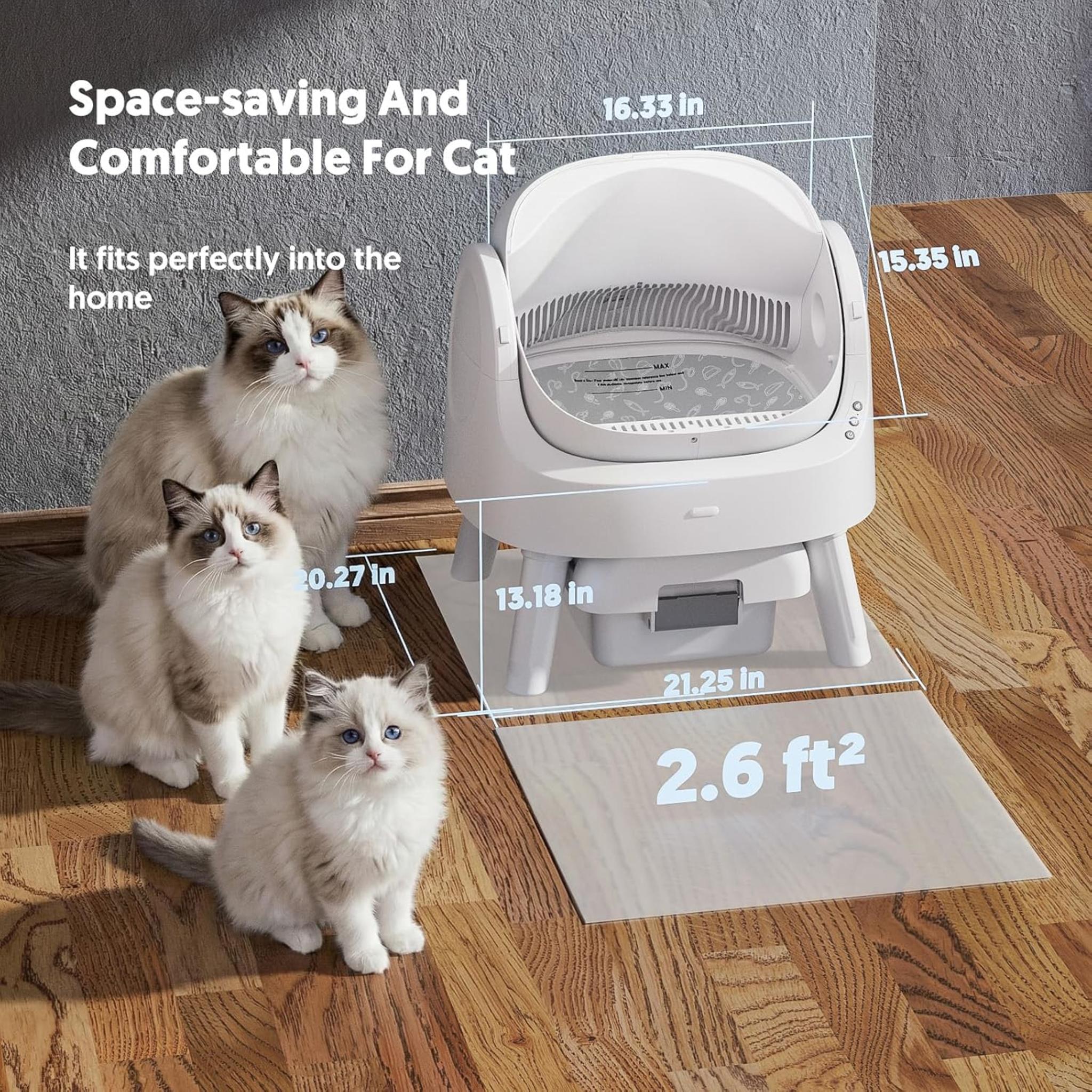 Open Top Automatic Self Cleaning Litter Box with Advanced Safety Sensors and 10L Waste Bin