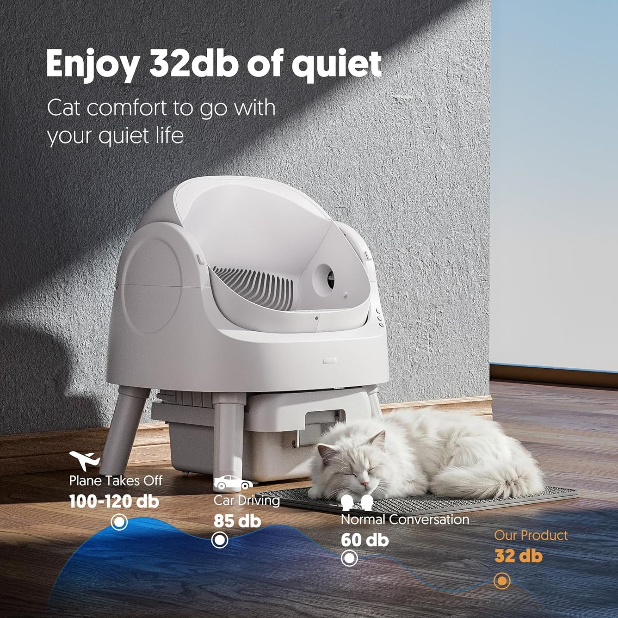 Open Top Automatic Self Cleaning Litter Box with Advanced Safety Sensors and 10L Waste Bin