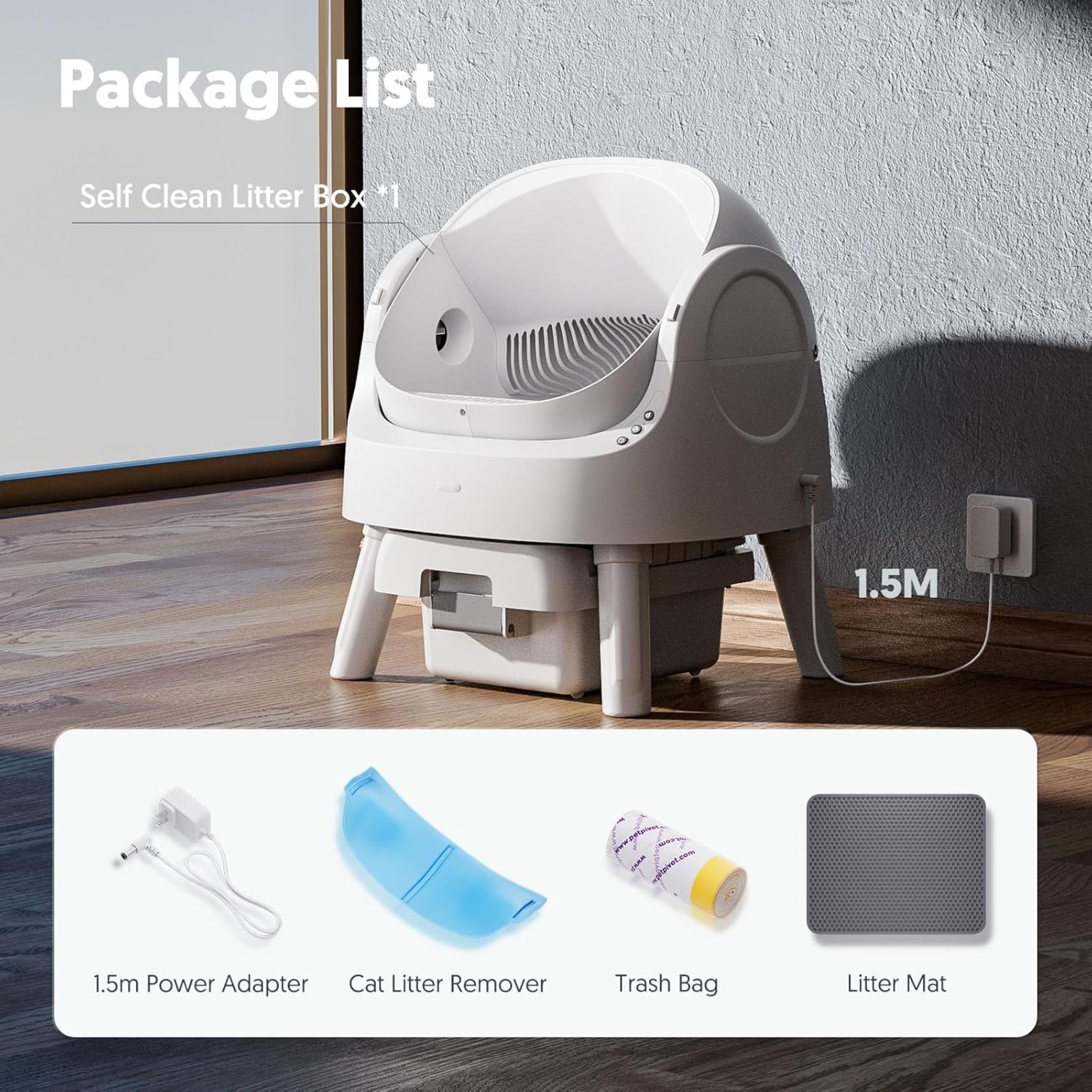 Open Top Automatic Self Cleaning Litter Box with Advanced Safety Sensors and 10L Waste Bin