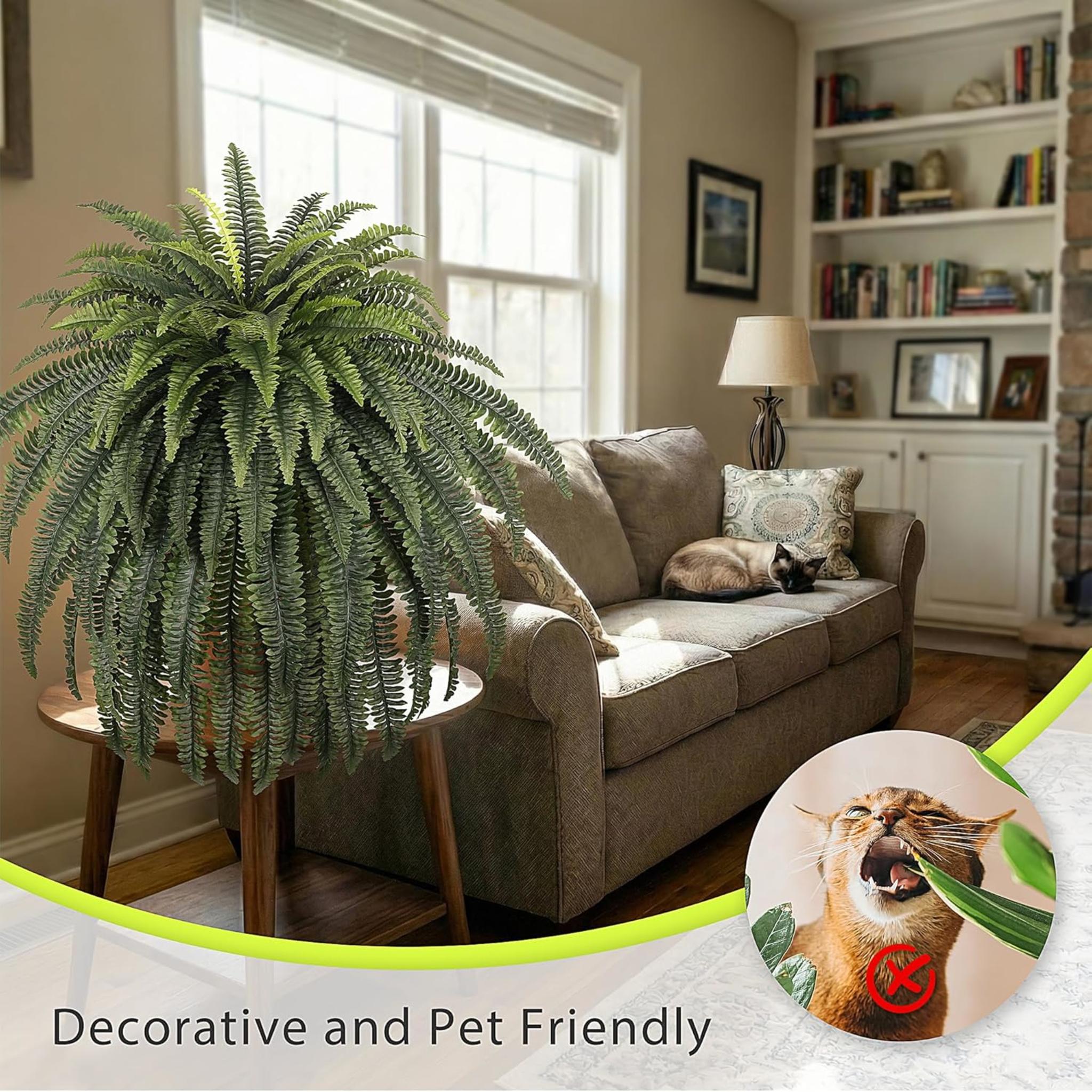 68" Giant Artificial Boston Fern with 92 Fronds, UV Resistant Faux Fern for Outdoor and Indoor Decor