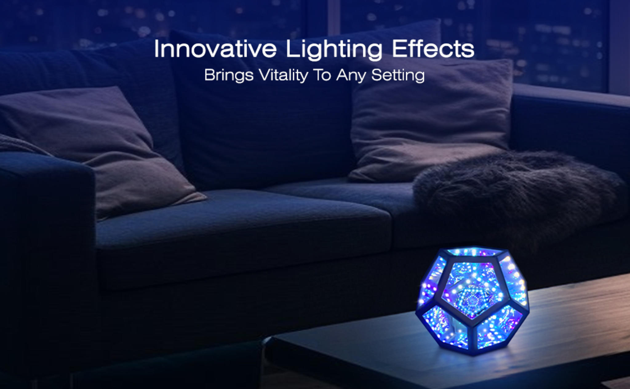 Infinity Mirror Dodecahedron RGBW Color Changing Night Light for Gaming Room Decor image 9