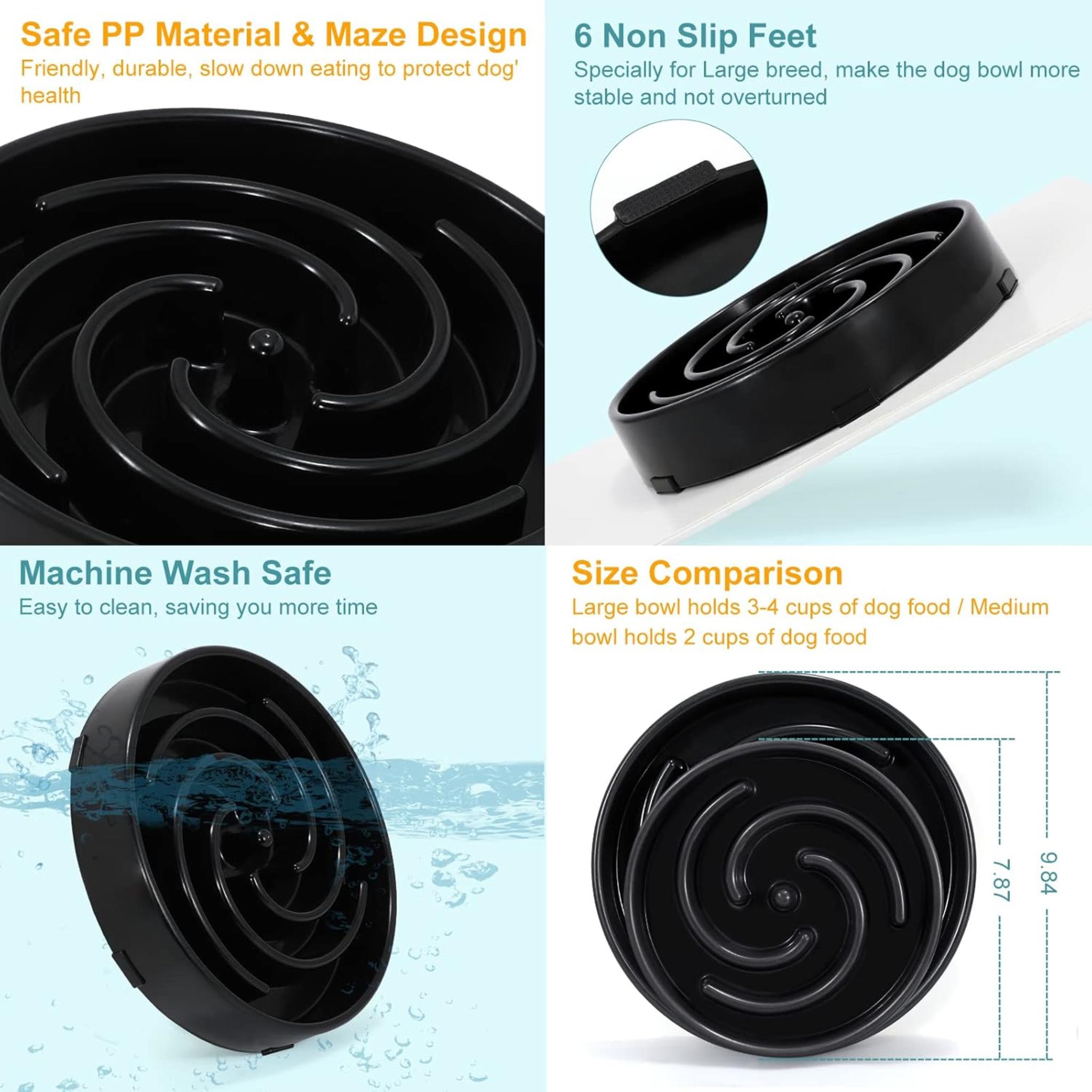 Slow Feeder Dog Bowl for Large Medium Dogs, Non-Slip Maze Puzzle Bowl to Prevent Bloat and Choking