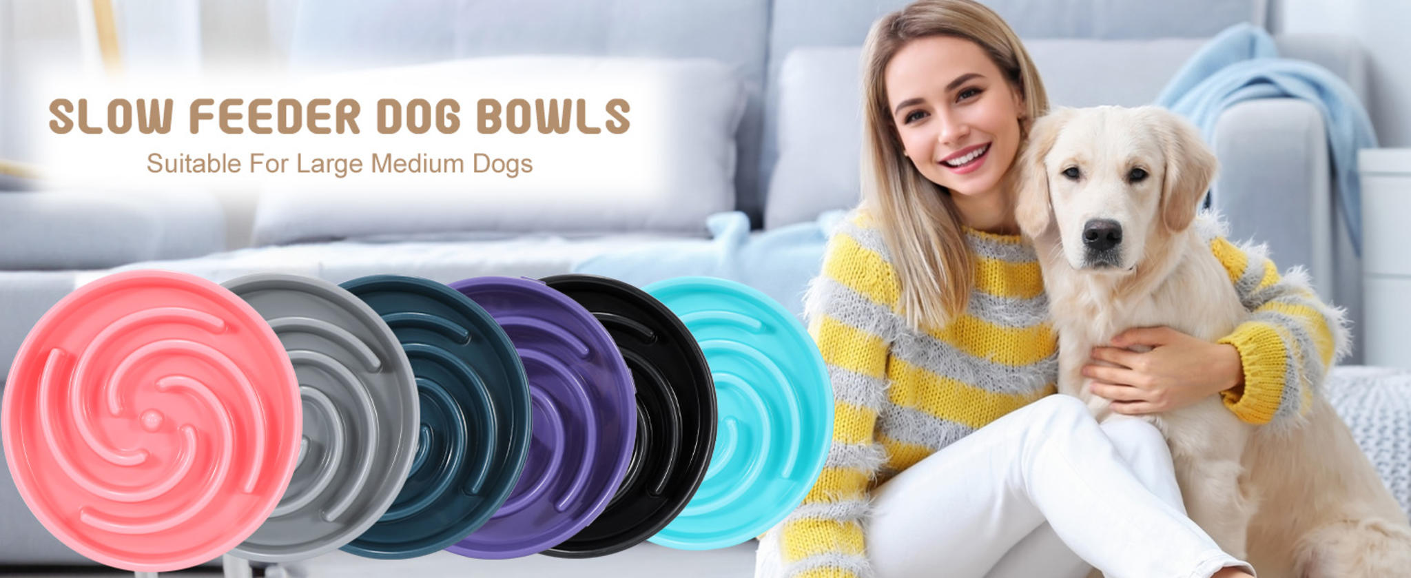 Slow Feeder Dog Bowl for Large Medium Dogs, Non-Slip Maze Puzzle Bowl to Prevent Bloat and Choking image 8