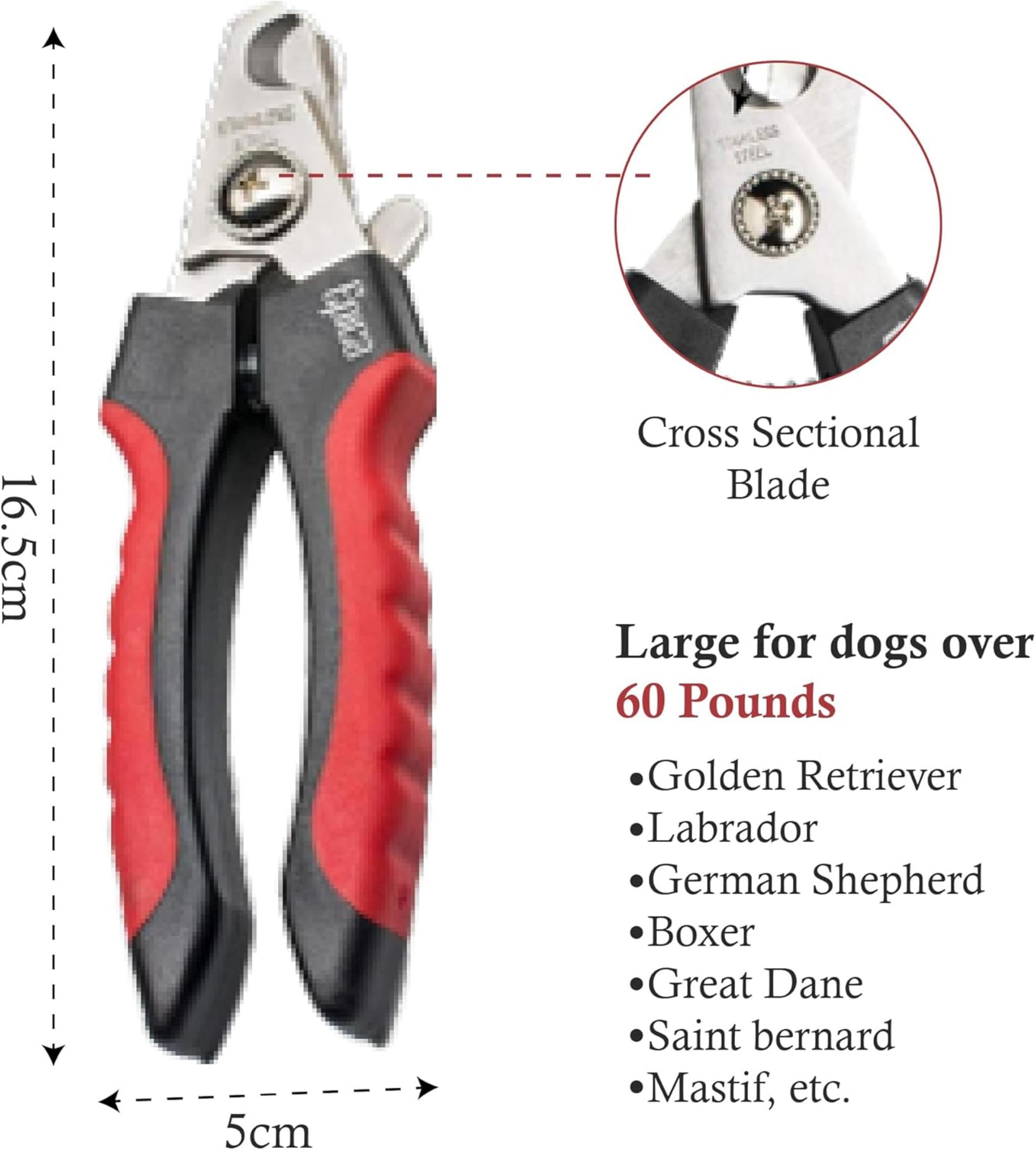 Professional Dog Nail Clipper with Safety Guard and Sharp Stainless Steel Blades for Large Breeds