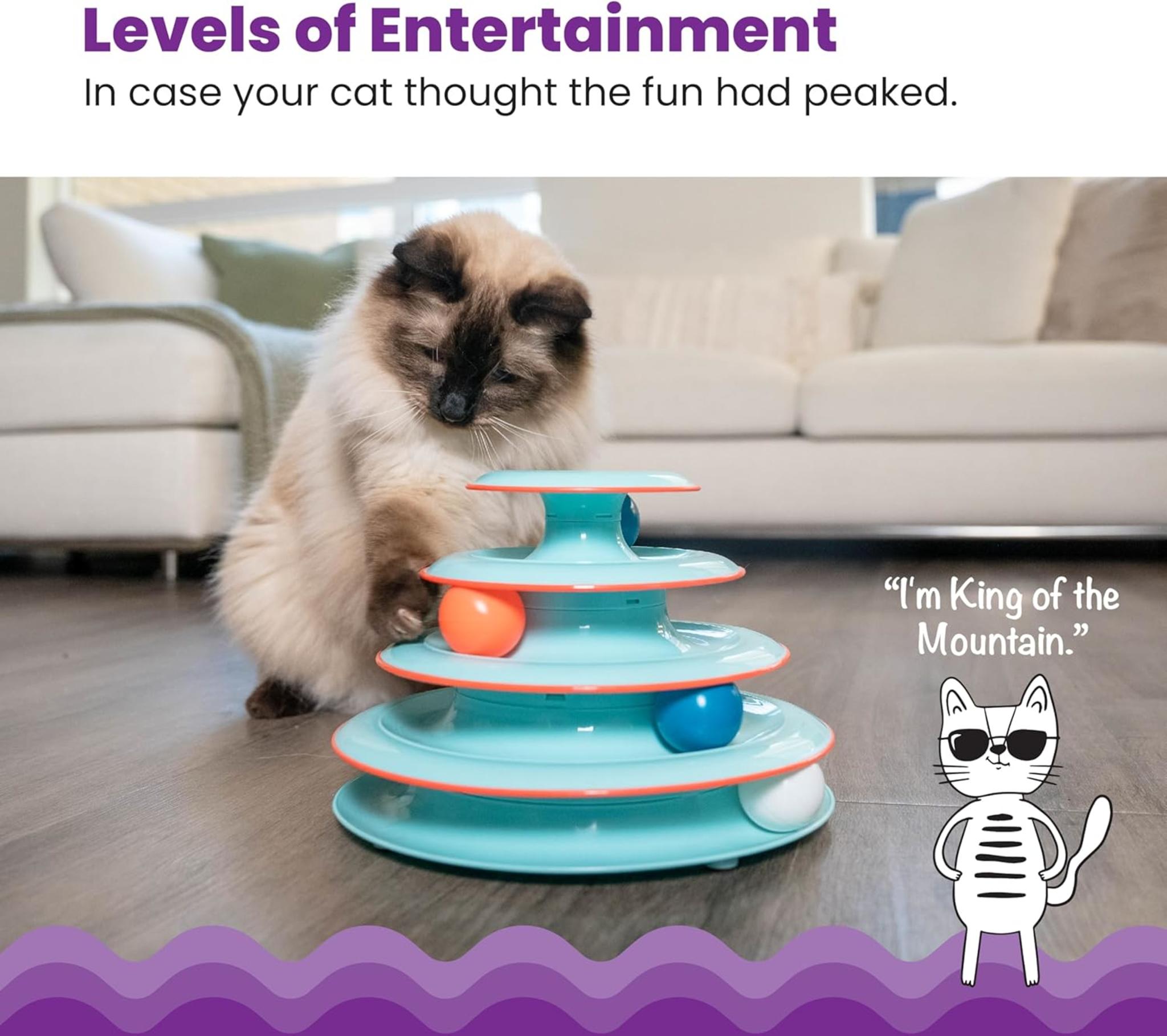 4-Tier Interactive Cat Track Toy with Spinning Balls and Non-Slip Base