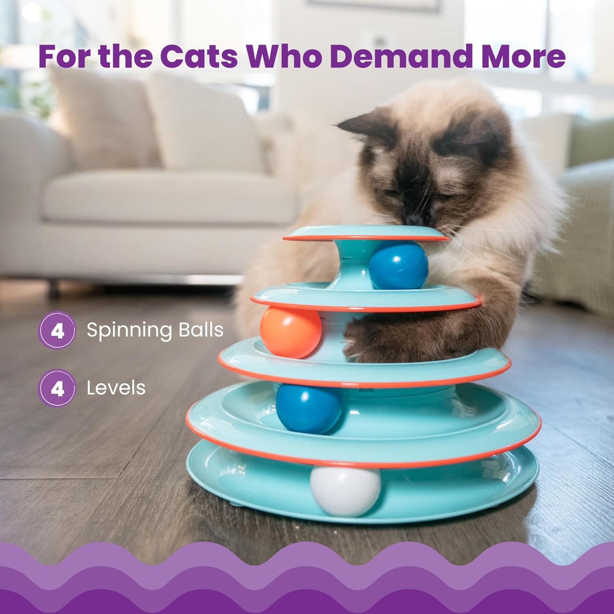 4-Tier Interactive Cat Track Toy with Spinning Balls and Non-Slip Base